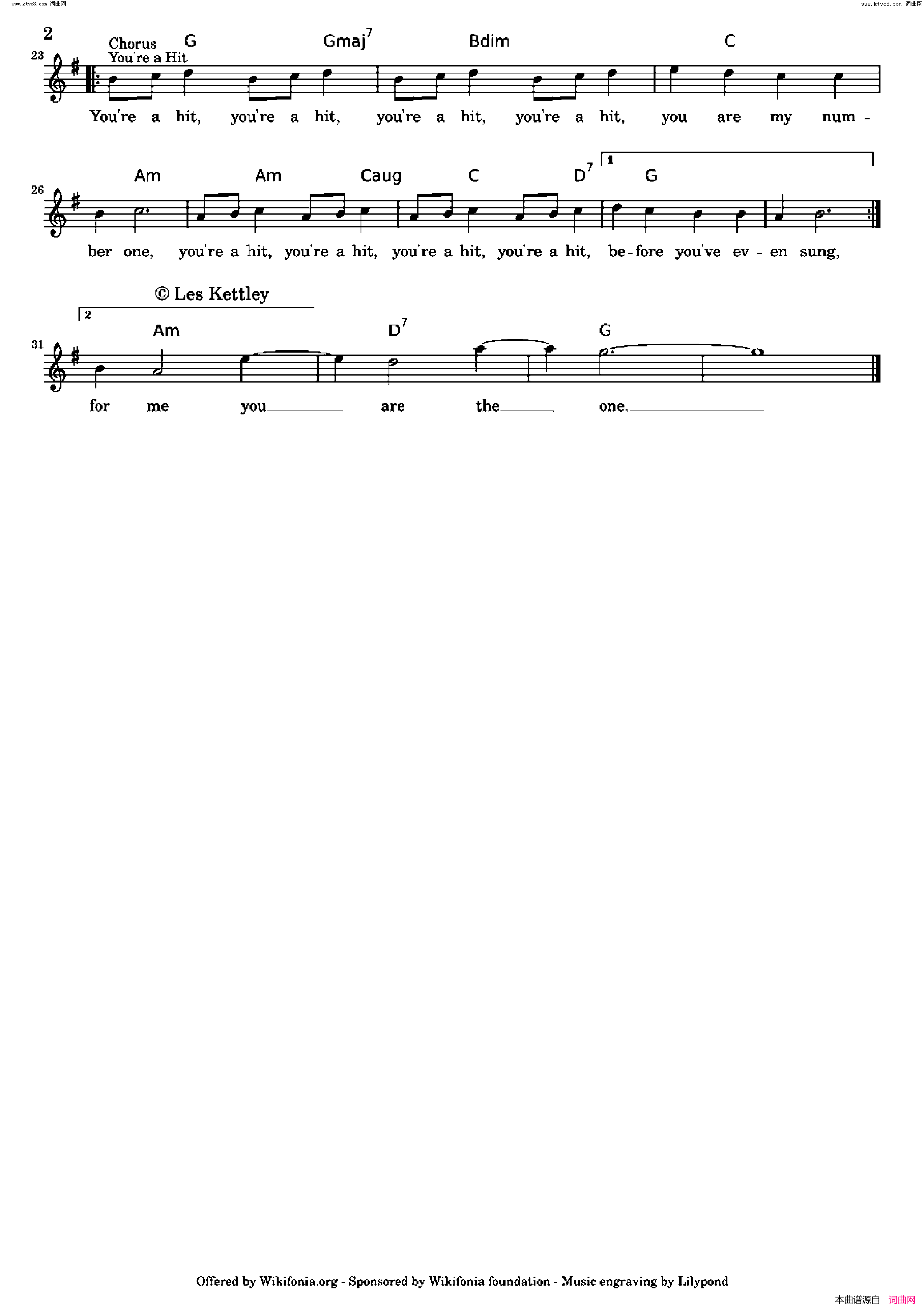 You´re a Hit歌曲 人声伴奏简谱1