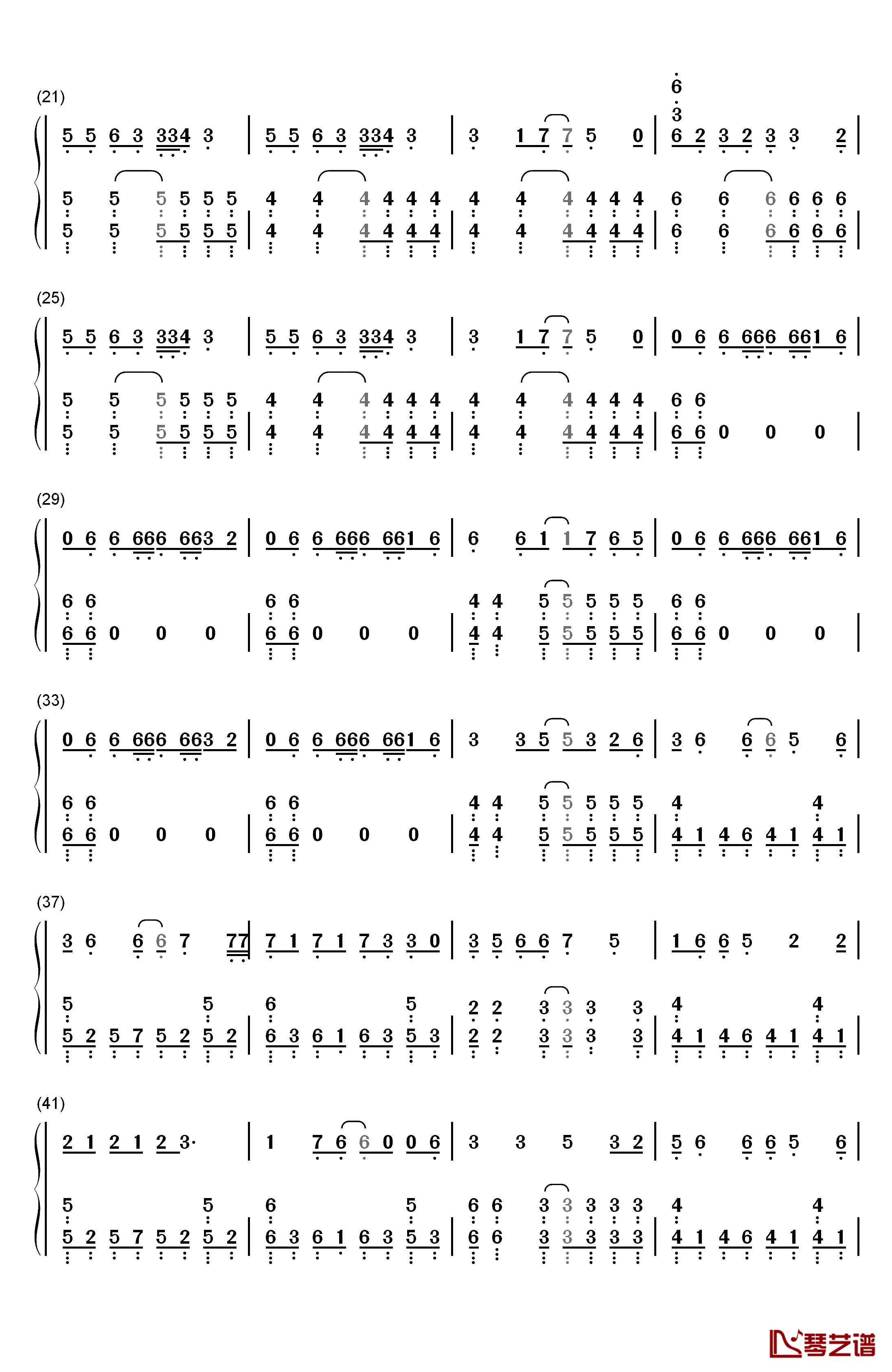 Again钢琴简谱-数字双手-YUI2