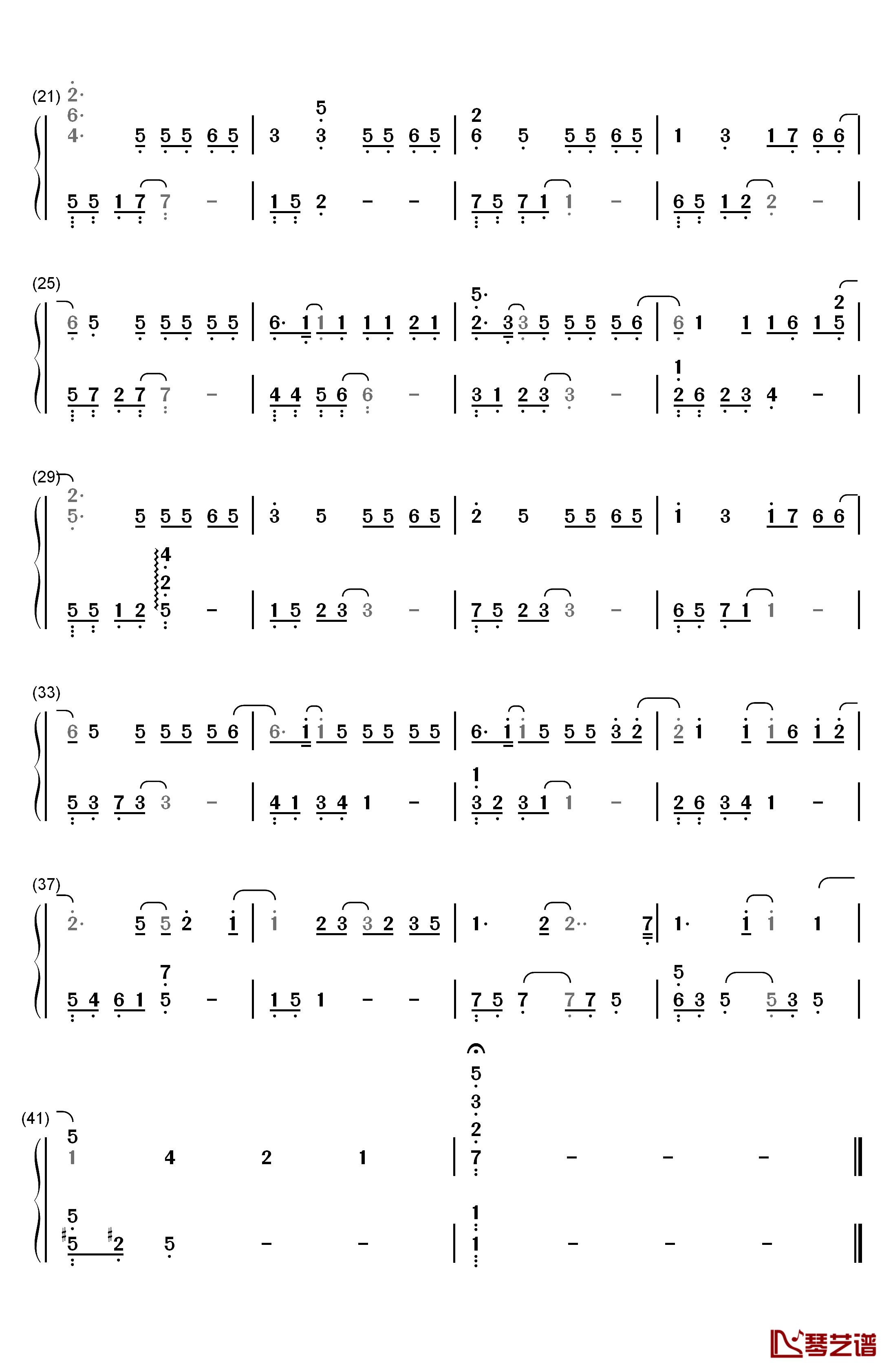 如果这就是爱情钢琴简谱-数字双手-张靓颖2