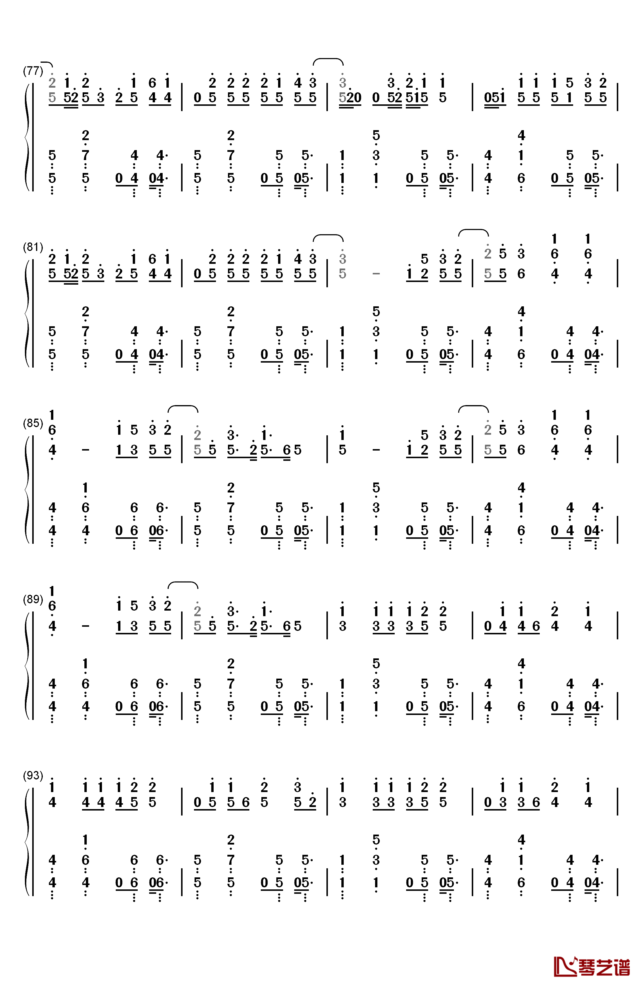 22钢琴简谱-数字双手-Taylor Swift5