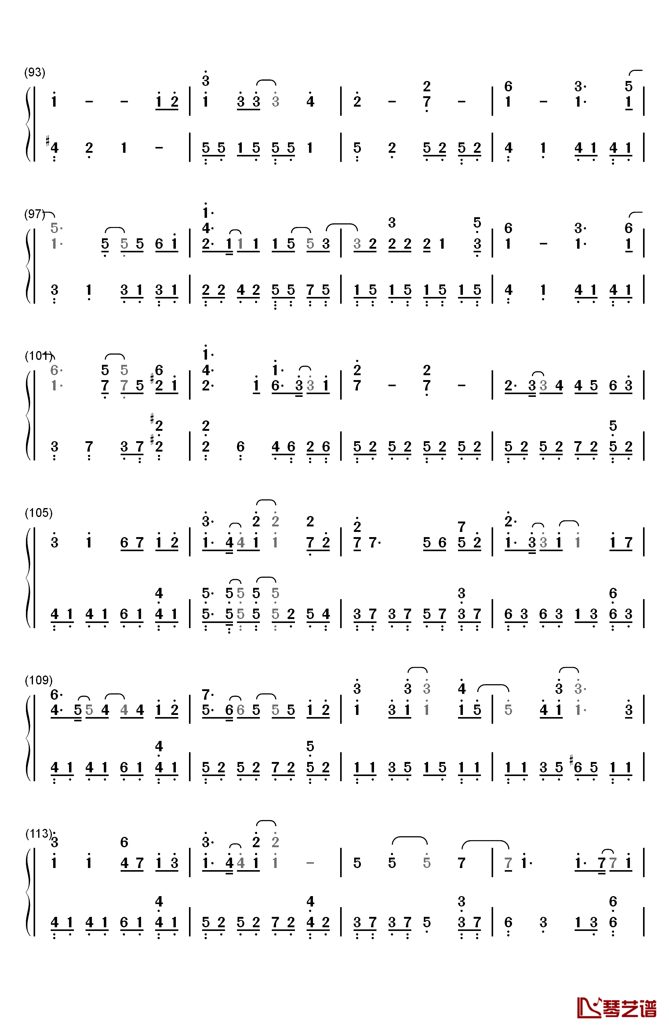 天梯钢琴简谱-数字双手-C AllStar5