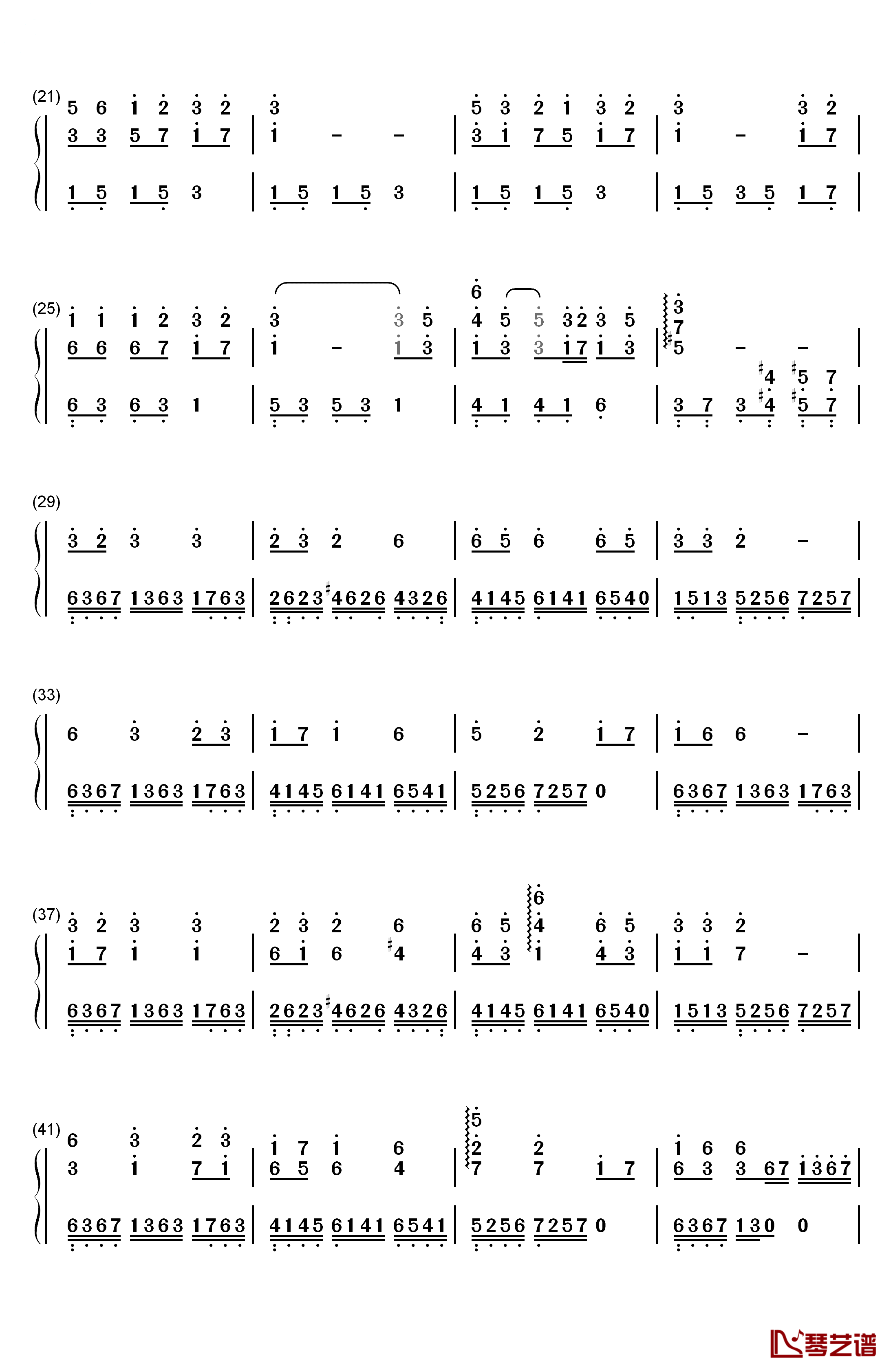渡情钢琴简谱-数字双手-左宏元 张慧清2