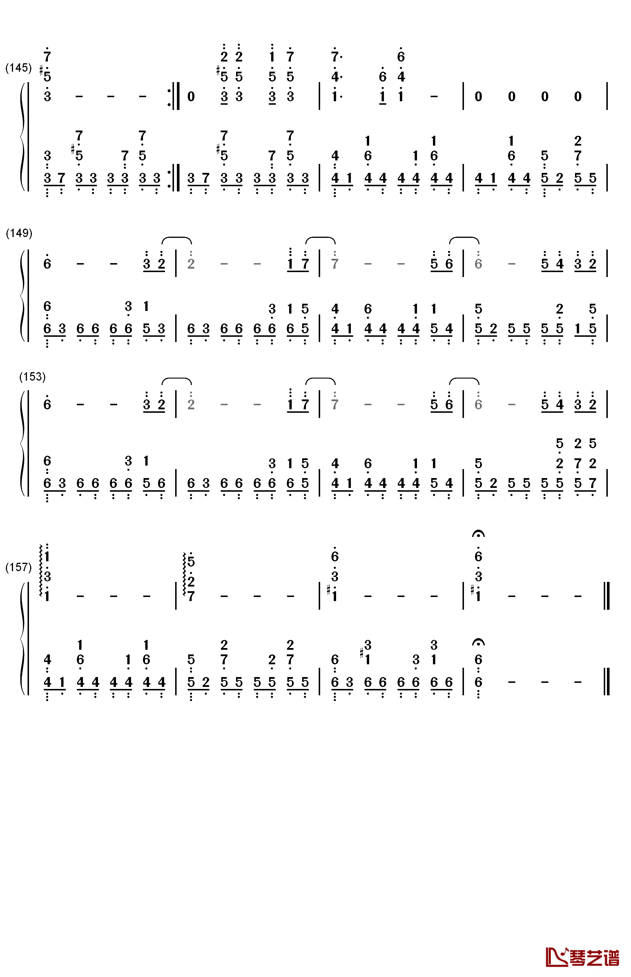 绯色之空钢琴简谱-数字双手-川田麻美9