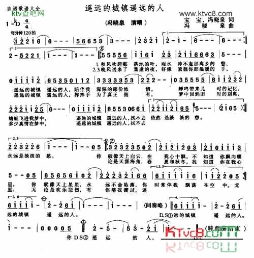 遥远的城镇遥远的人简谱-冯晓泉演唱1
