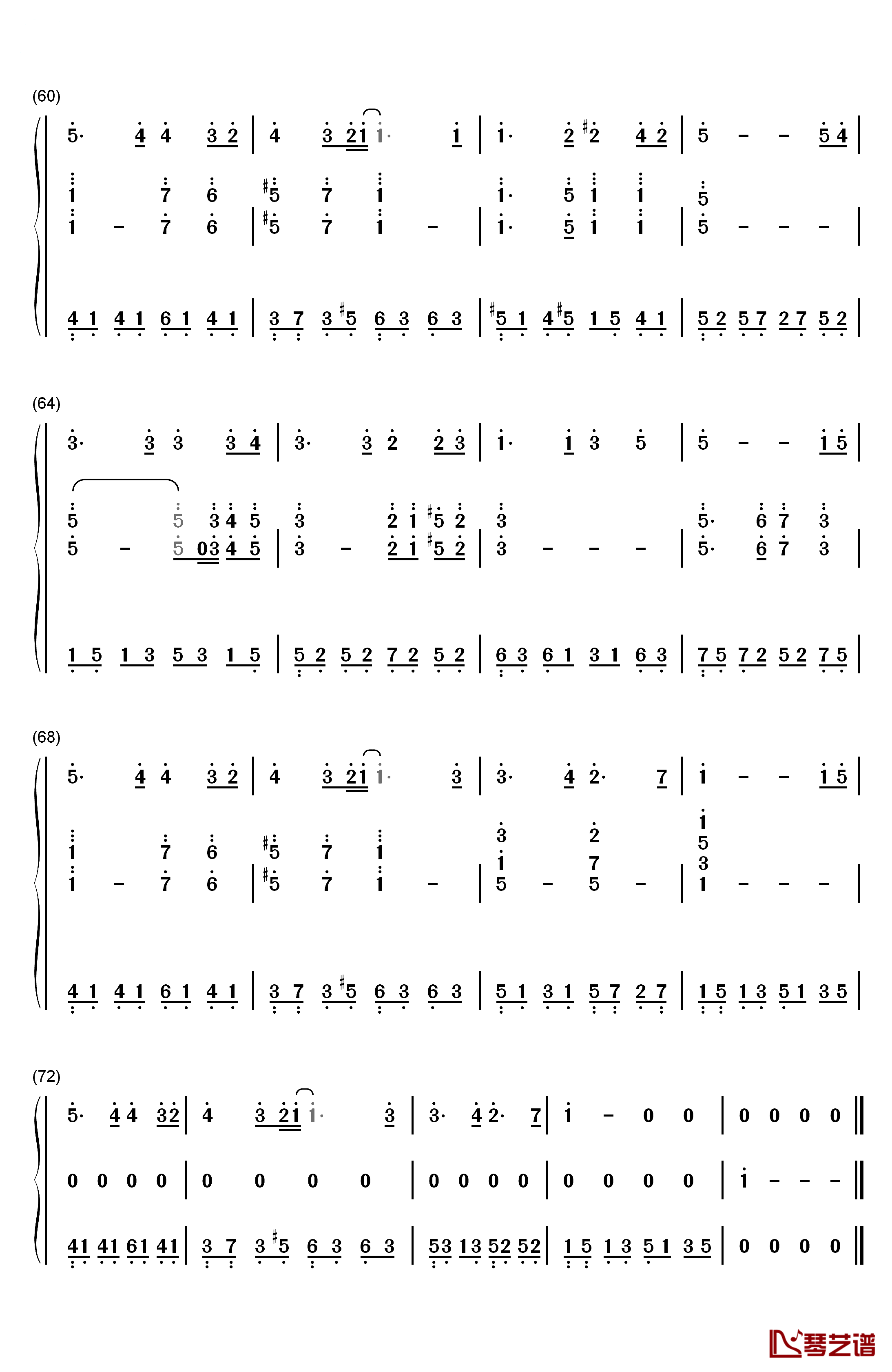 轨迹钢琴简谱-数字双手-周杰伦5