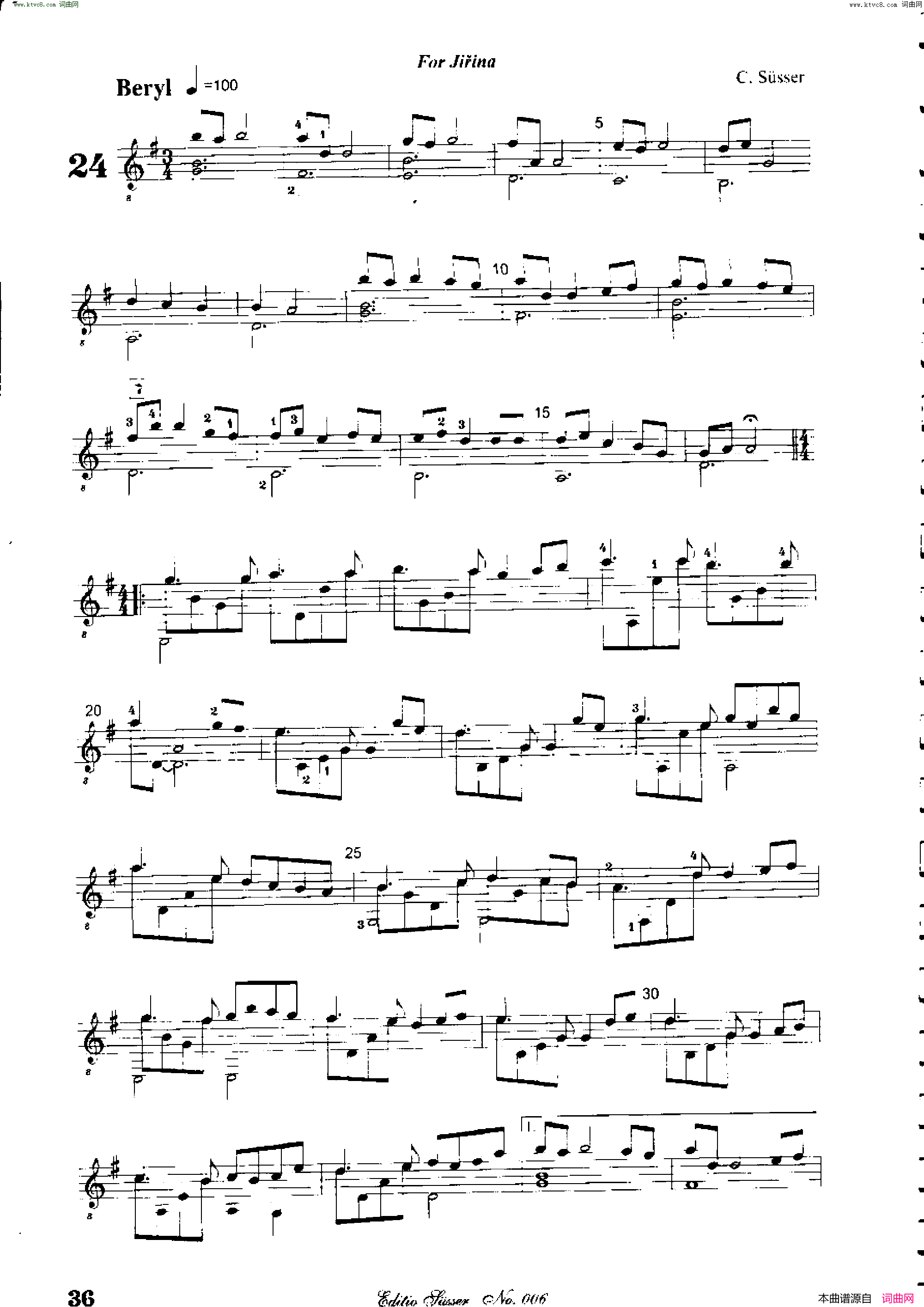 Classical guitar－Susser Ctibor_No 6, Fantazie ze sveta mineralu简谱1