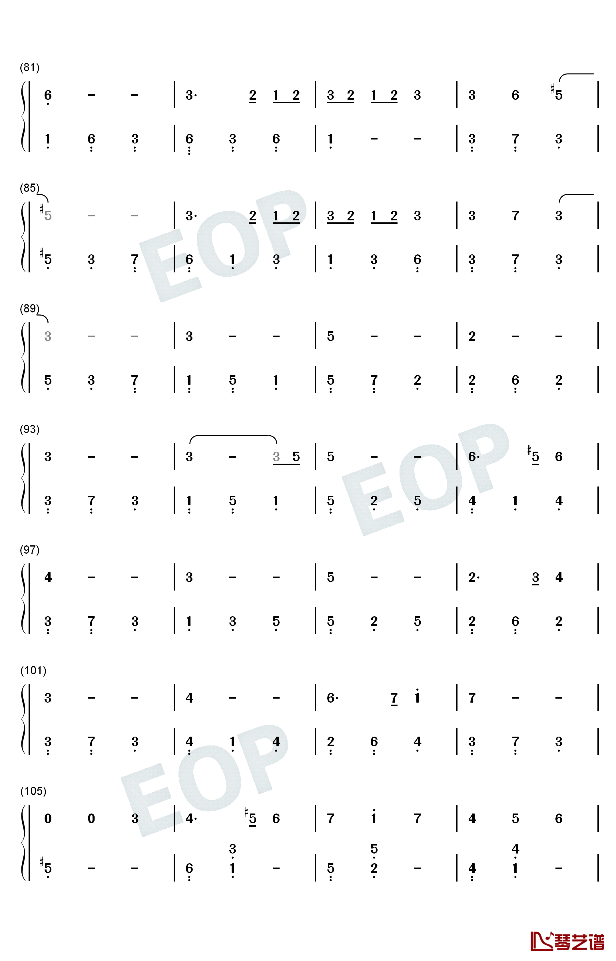 窗钢琴简谱-数字双手-吴青峰4
