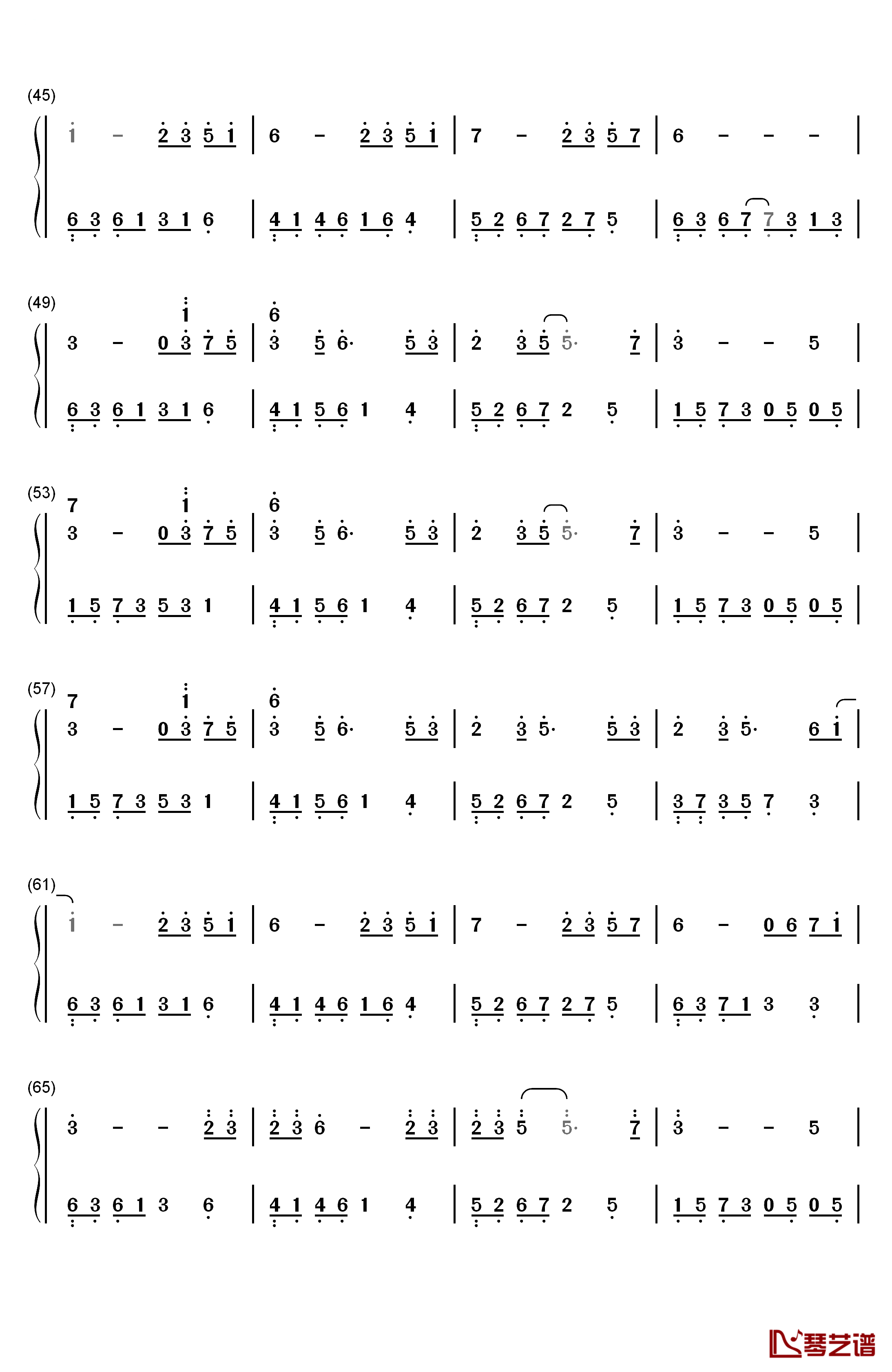 花的微笑钢琴简谱-数字双手-石进3