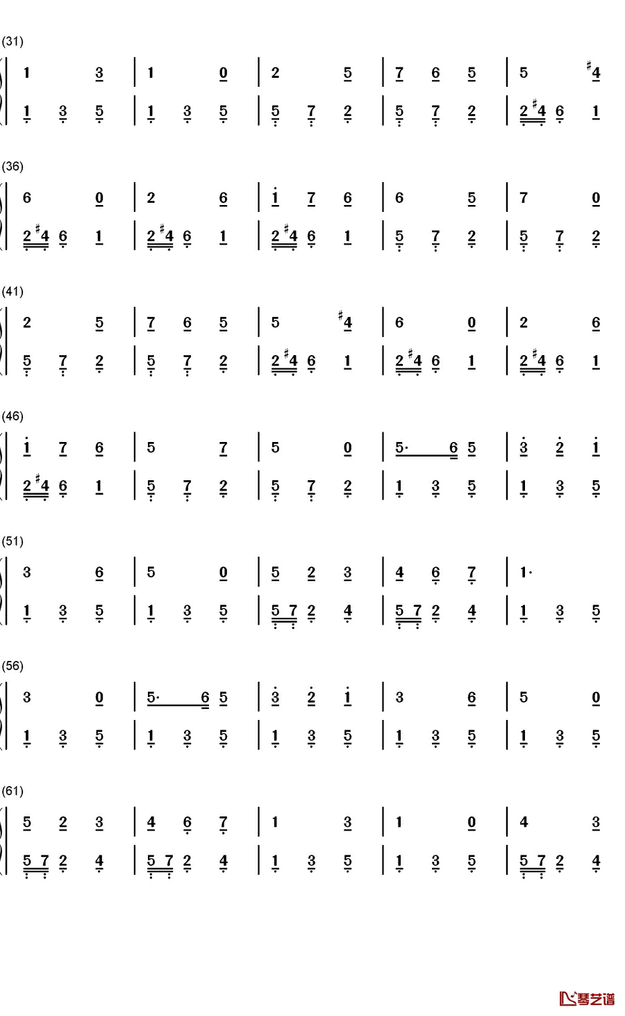 蓝铃花钢琴简谱-数字双手-斯莫伍德2