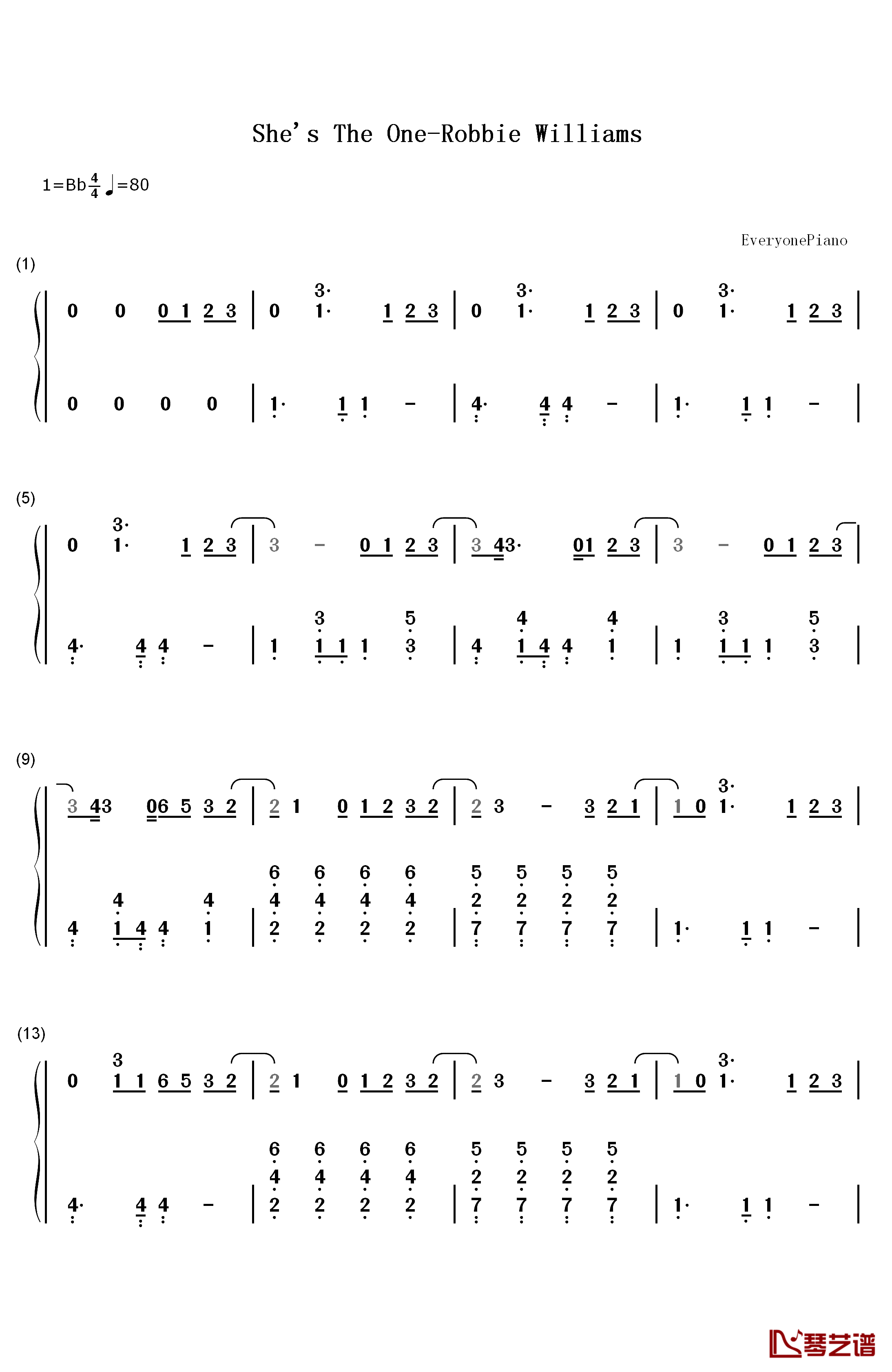 She's the One钢琴简谱-数字双手-Robbie Williams1