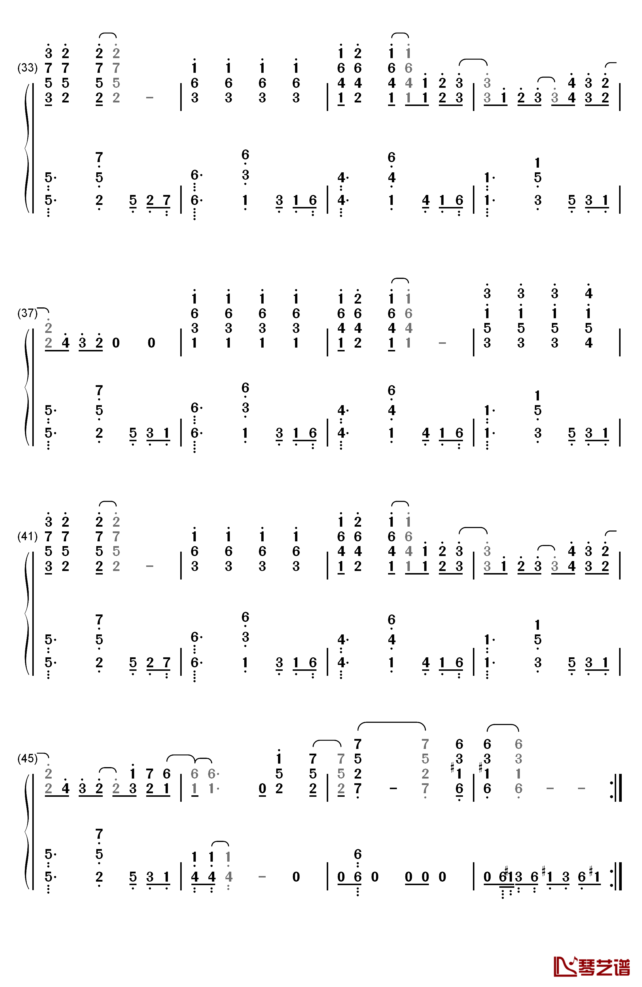 希望について钢琴简谱-数字双手-NO NAME3