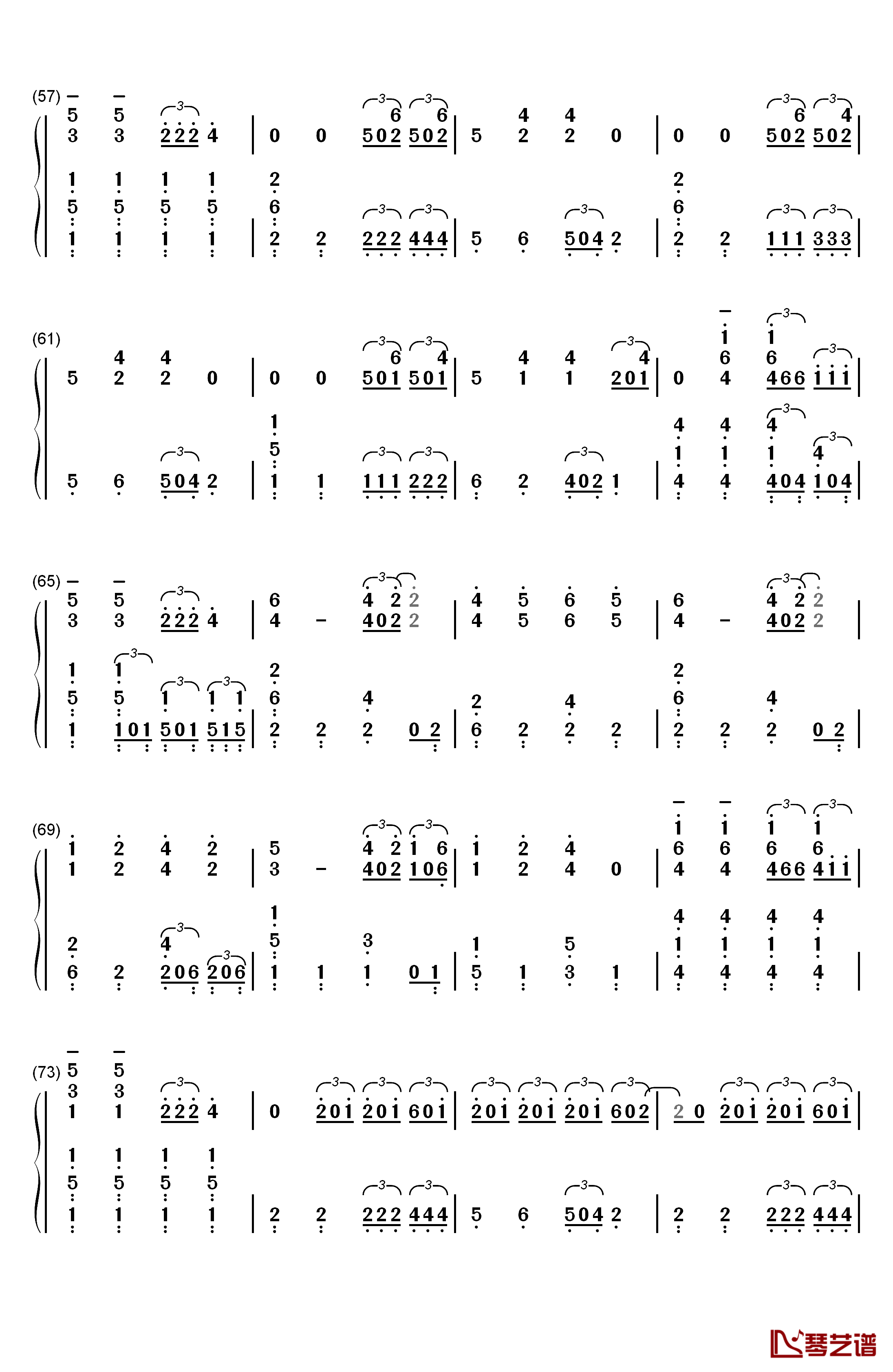 Sail钢琴简谱-数字双手-Awolnation4