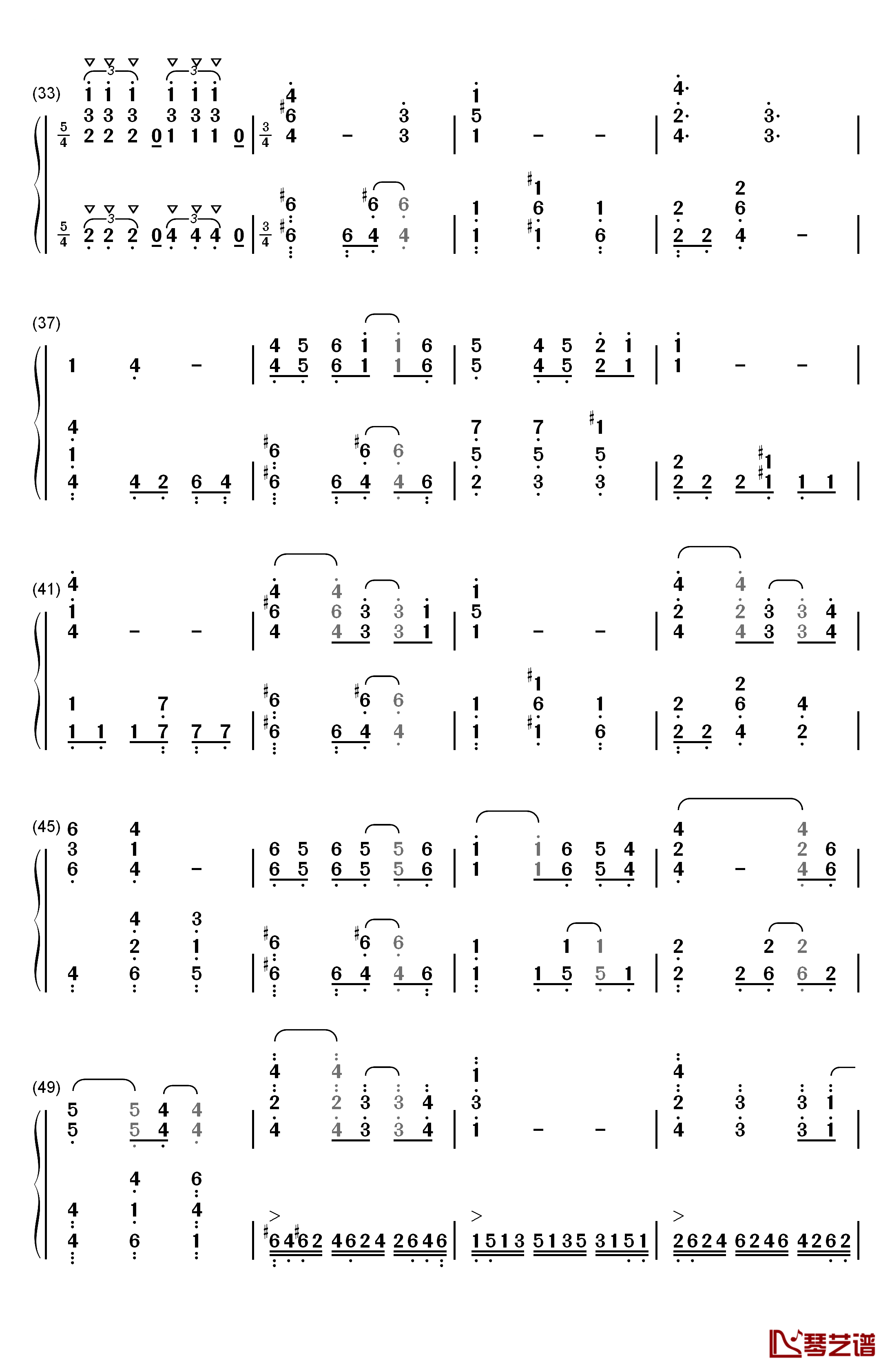 Asphyxia钢琴简谱-数字双手-Cö shu Nie3