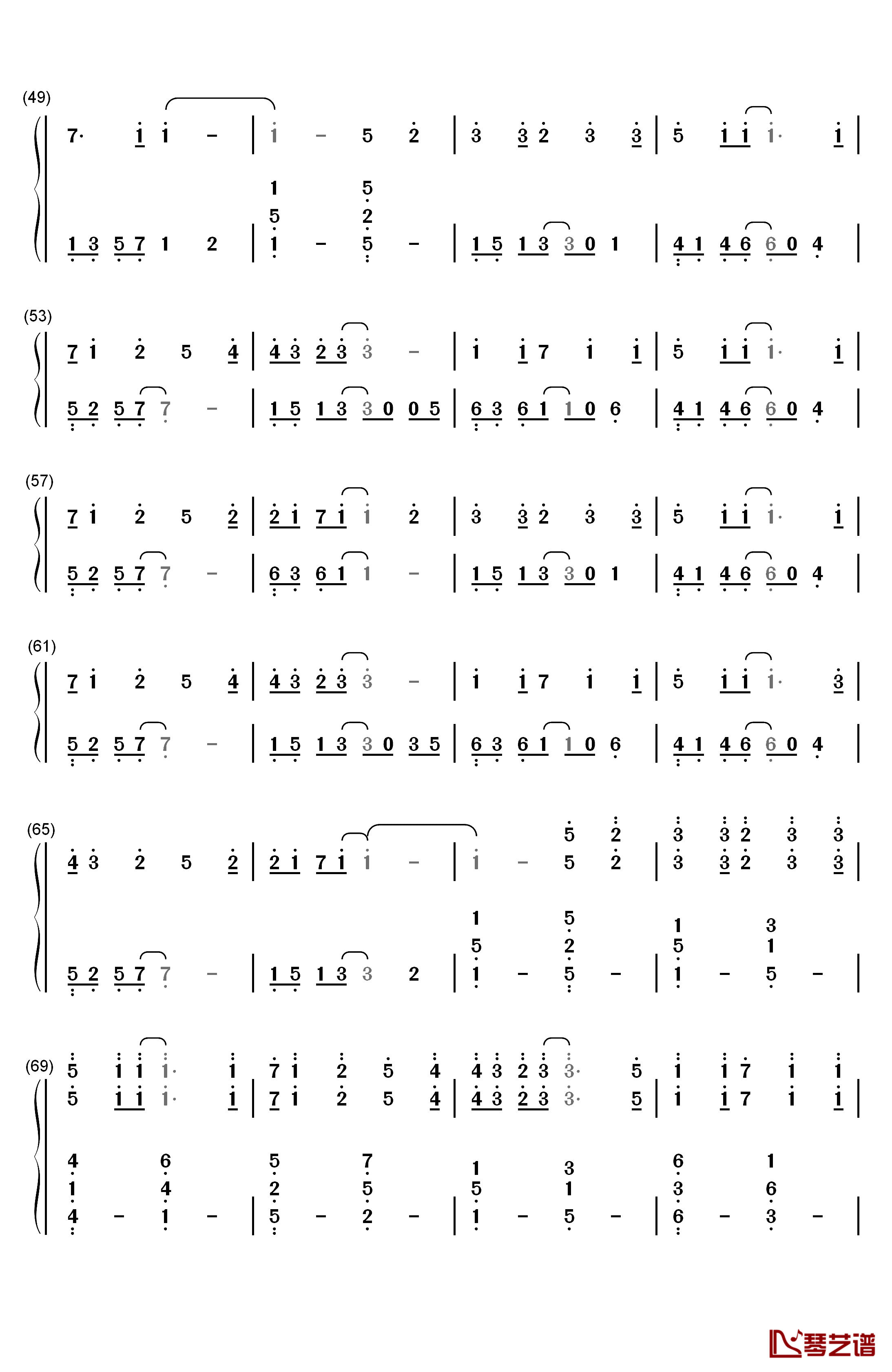 Letter song钢琴简谱-数字双手-Doriko3