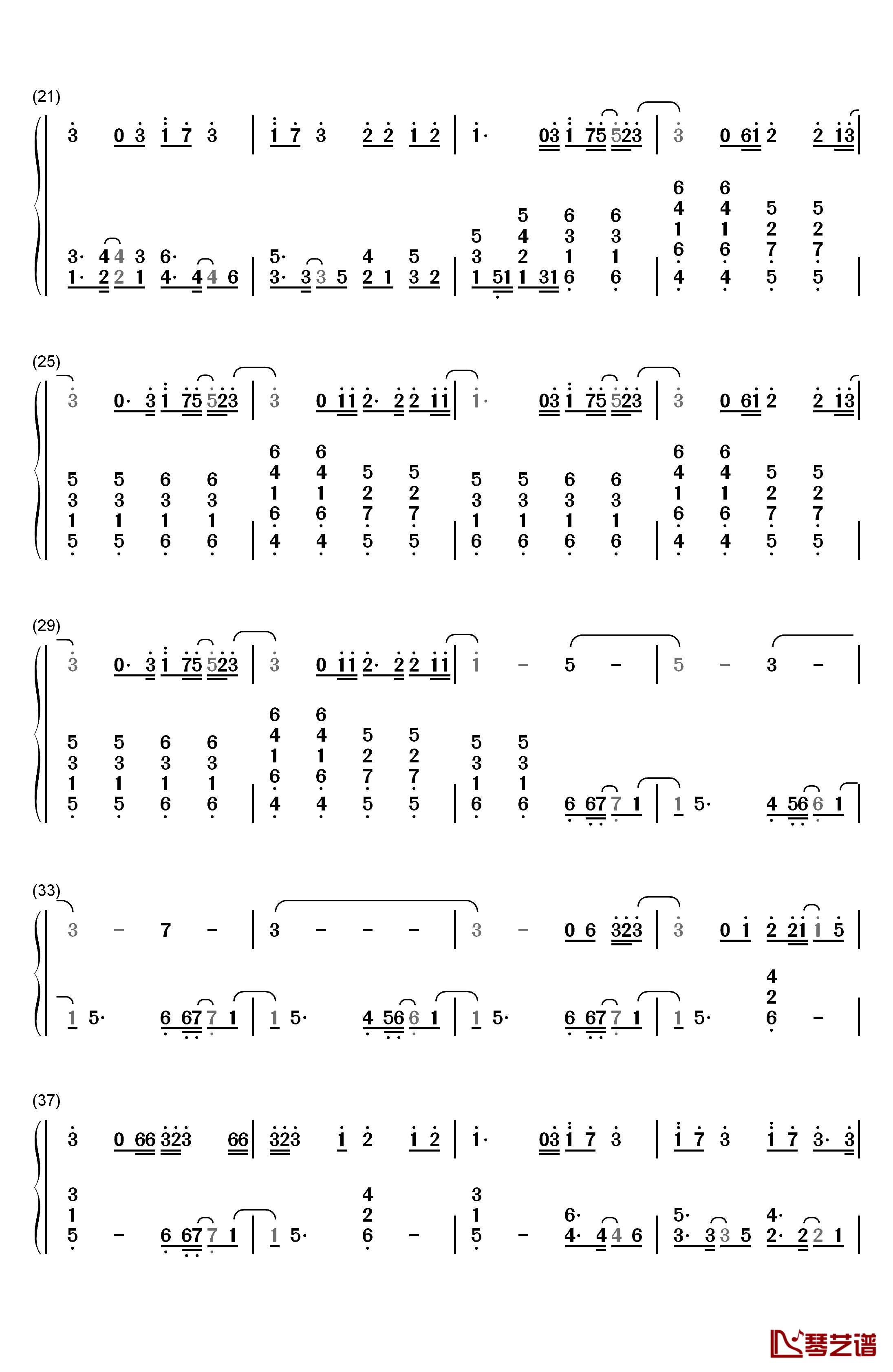 地球仪钢琴简谱-数字双手-松泽由美2
