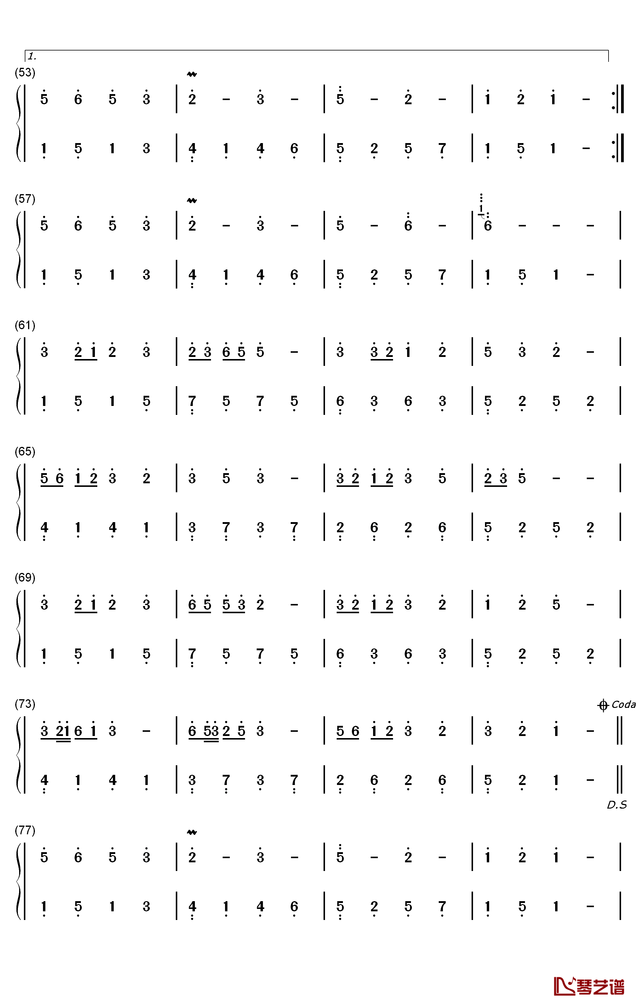 桃花笑钢琴简谱-数字双手-洛天依 言和 乐正绫3