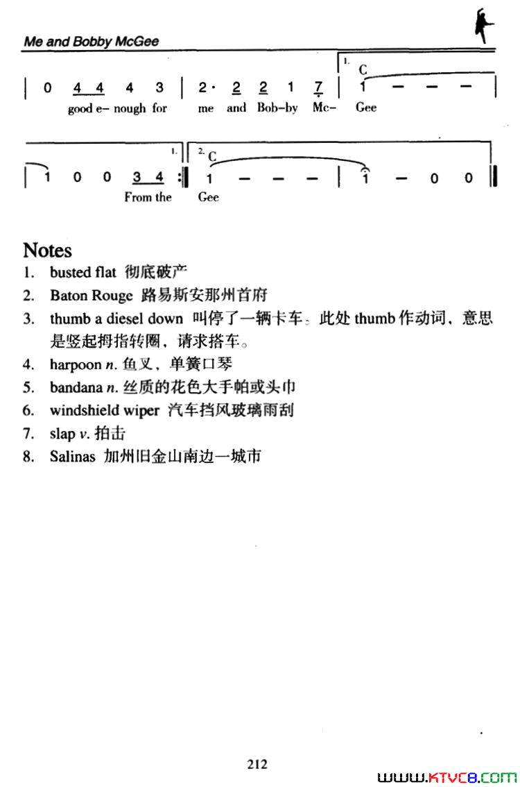 MeandBobbyMcGee我和鲍比・麦克吉Me and Bobby McGee我和鲍比・麦克吉简谱1