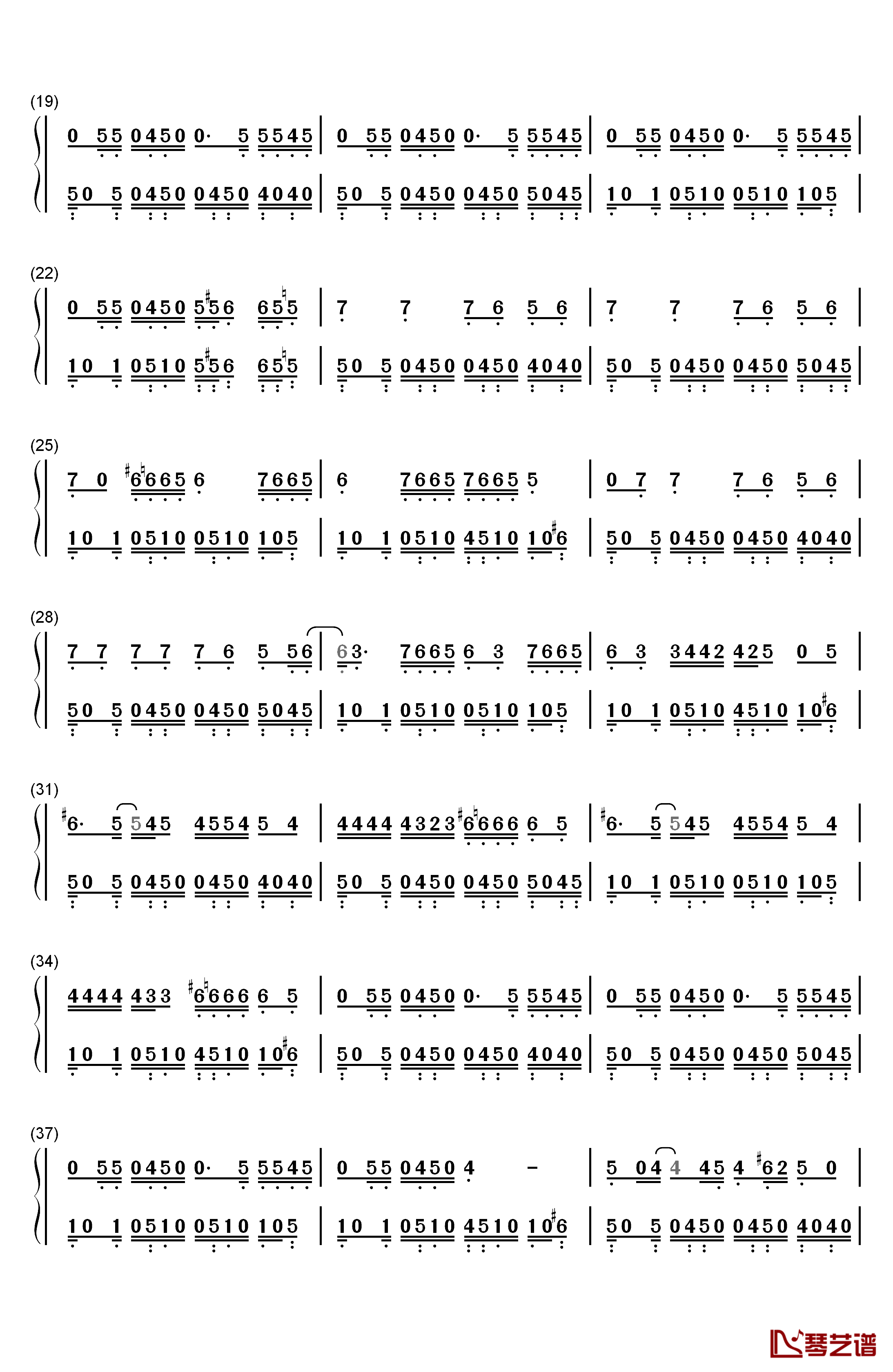 A钢琴简谱-数字双手-Lady Gaga2