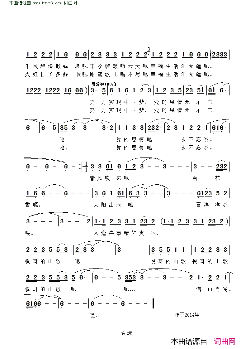 我们的家乡变了样简谱-李敏演唱-雷渡/雷渡词曲1