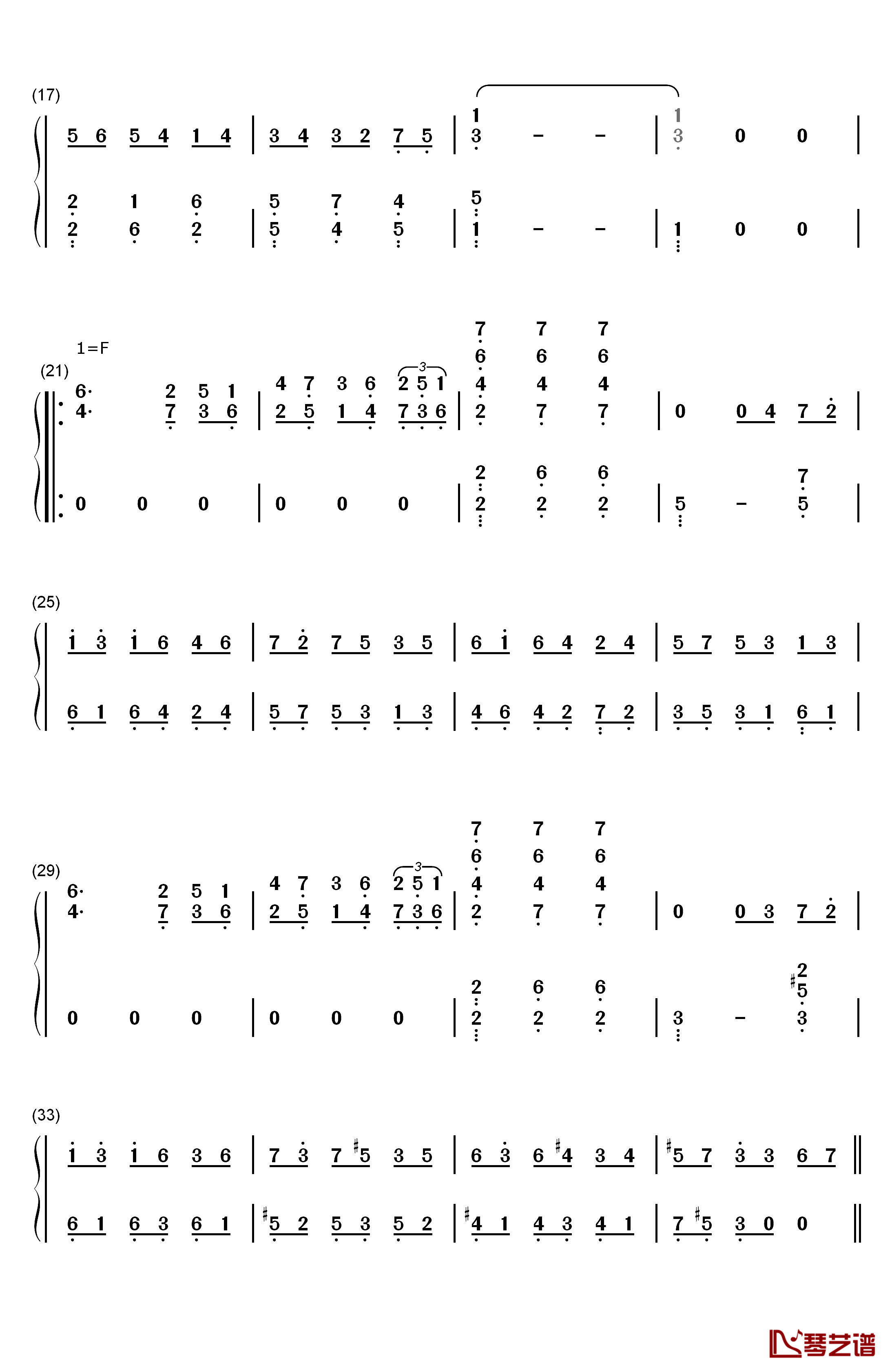 小圆舞曲钢琴简谱-数字双手-西贝柳斯2