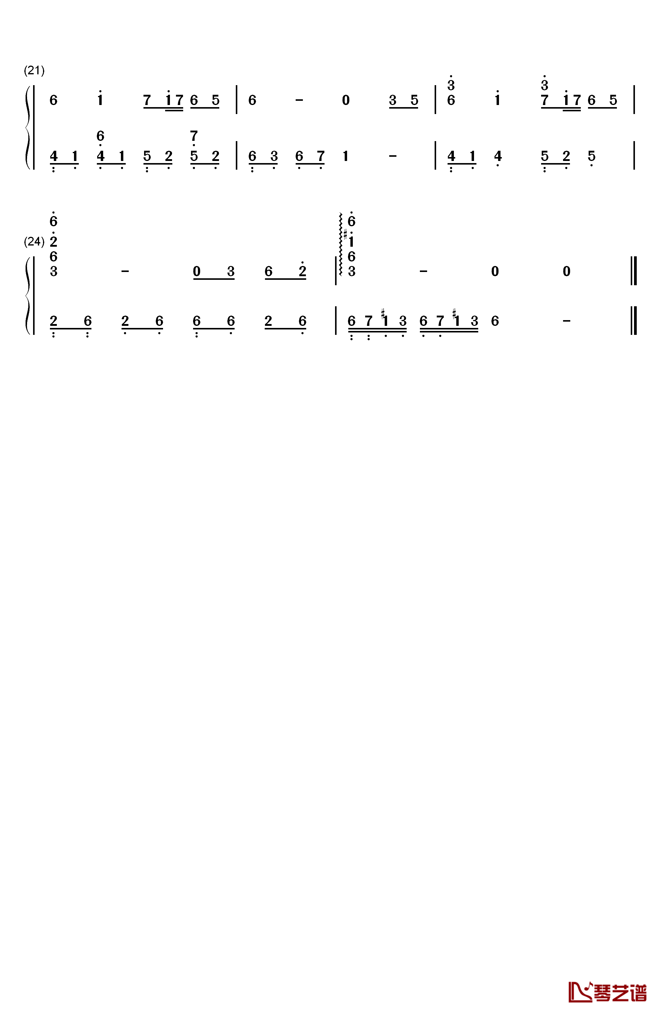 万里の長城钢琴简谱-数字双手-太田美知彦2