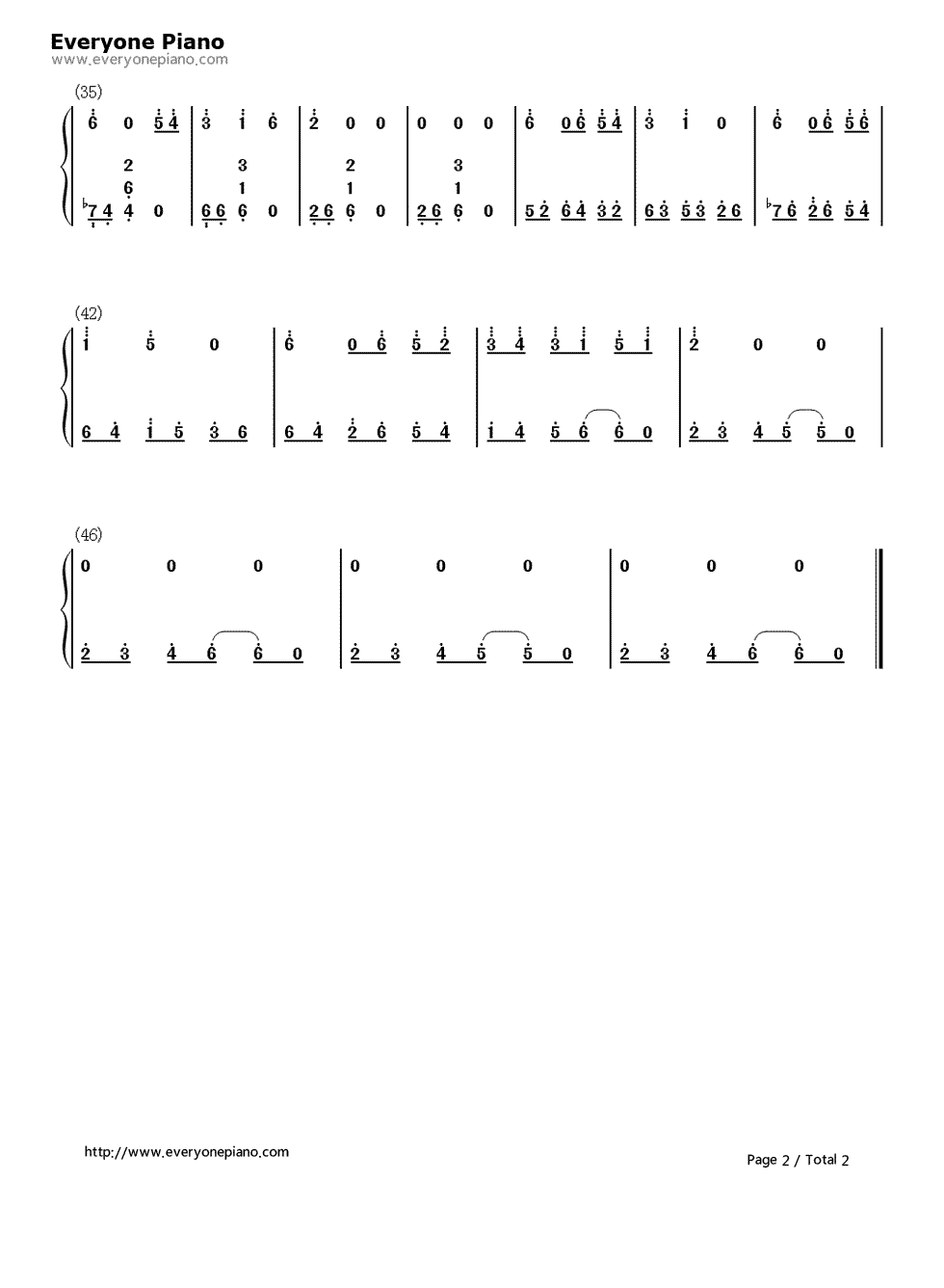 遠い空へ钢琴简谱-数字双手-缘之空2