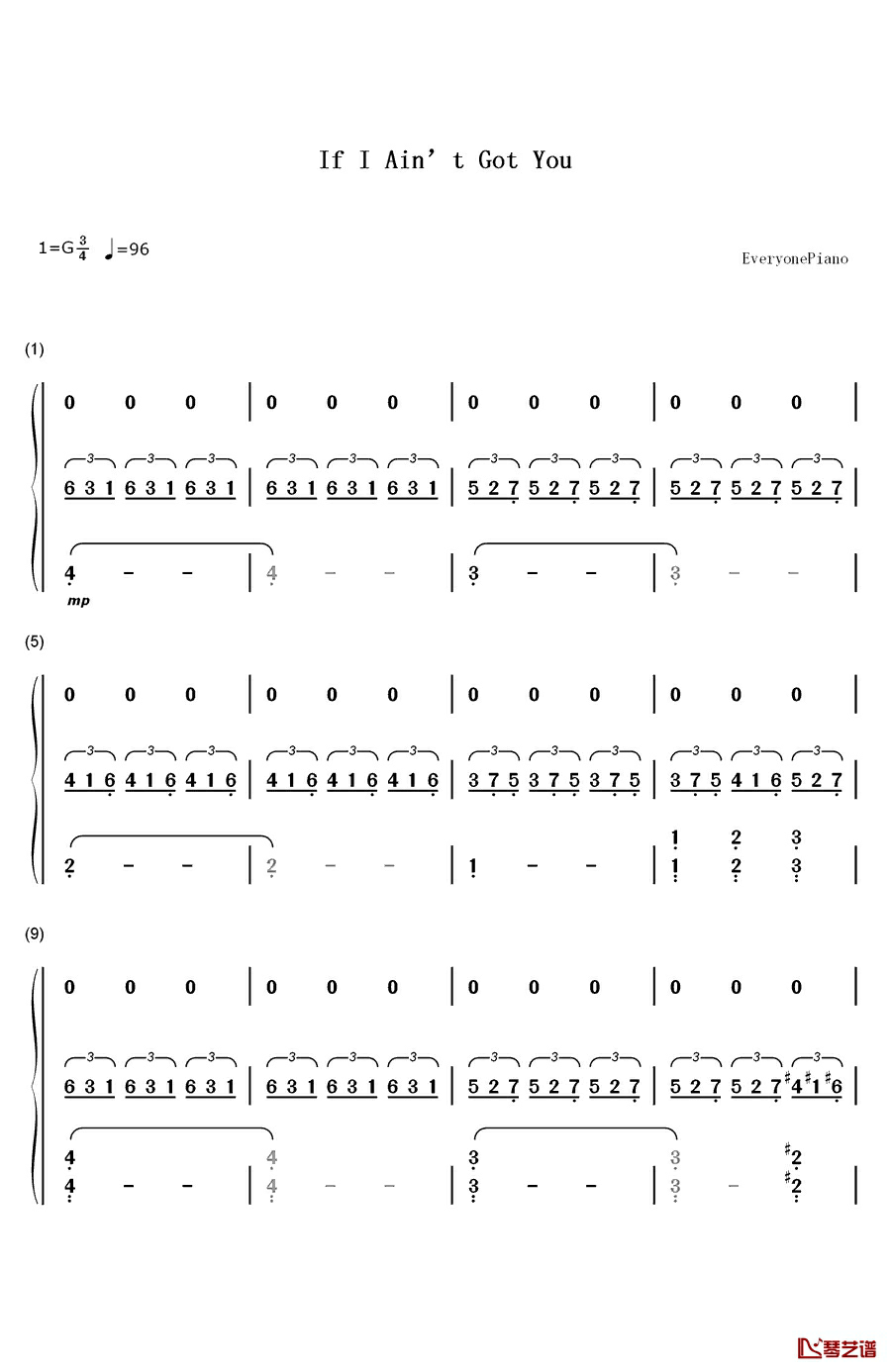 If I Ain’t Got You钢琴简谱-数字双手-Alicia Keys1