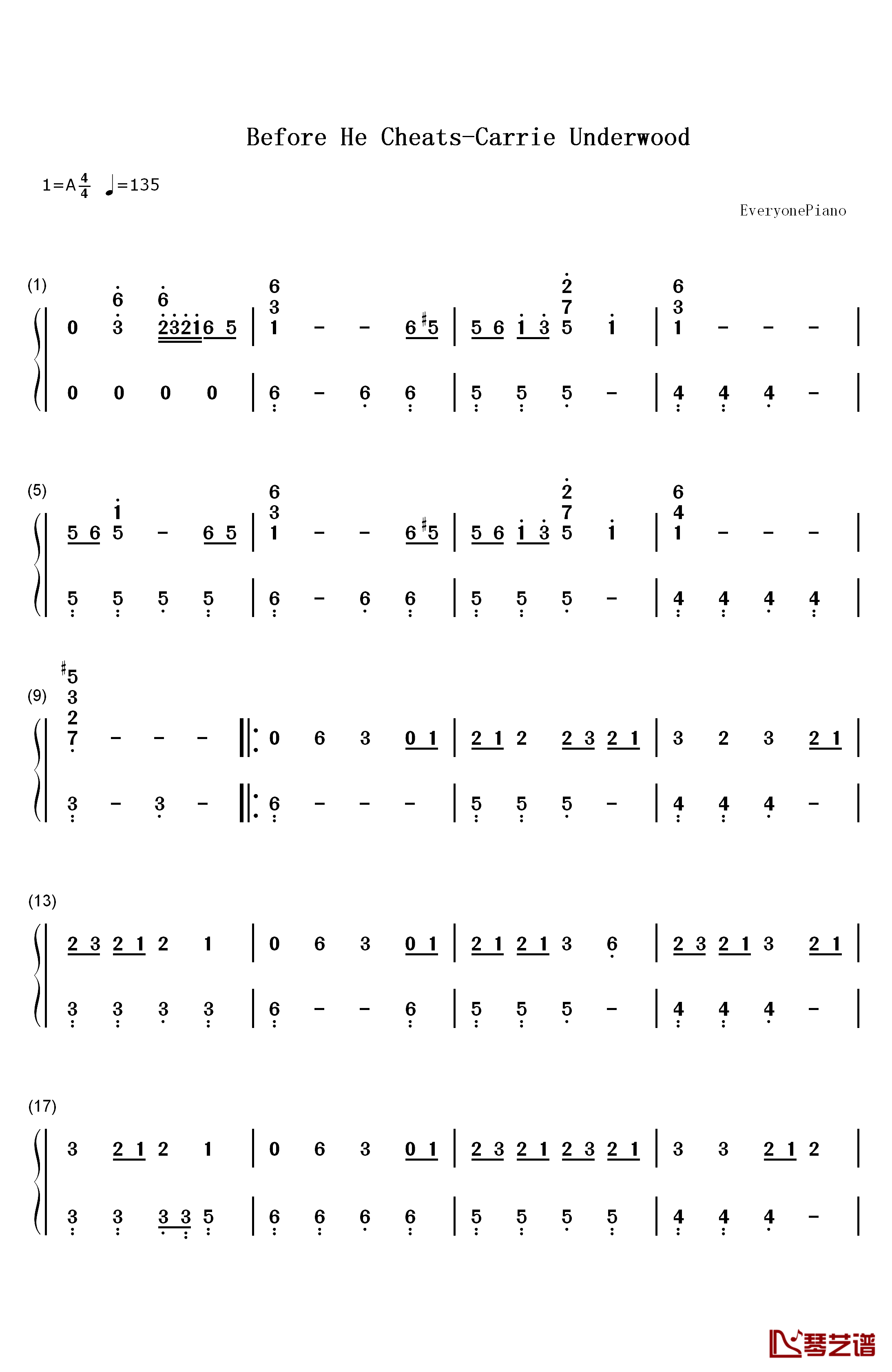 Before He Cheats钢琴简谱-数字双手-Carrie Underwood1