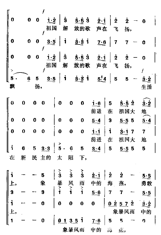 新中国的青年简谱1