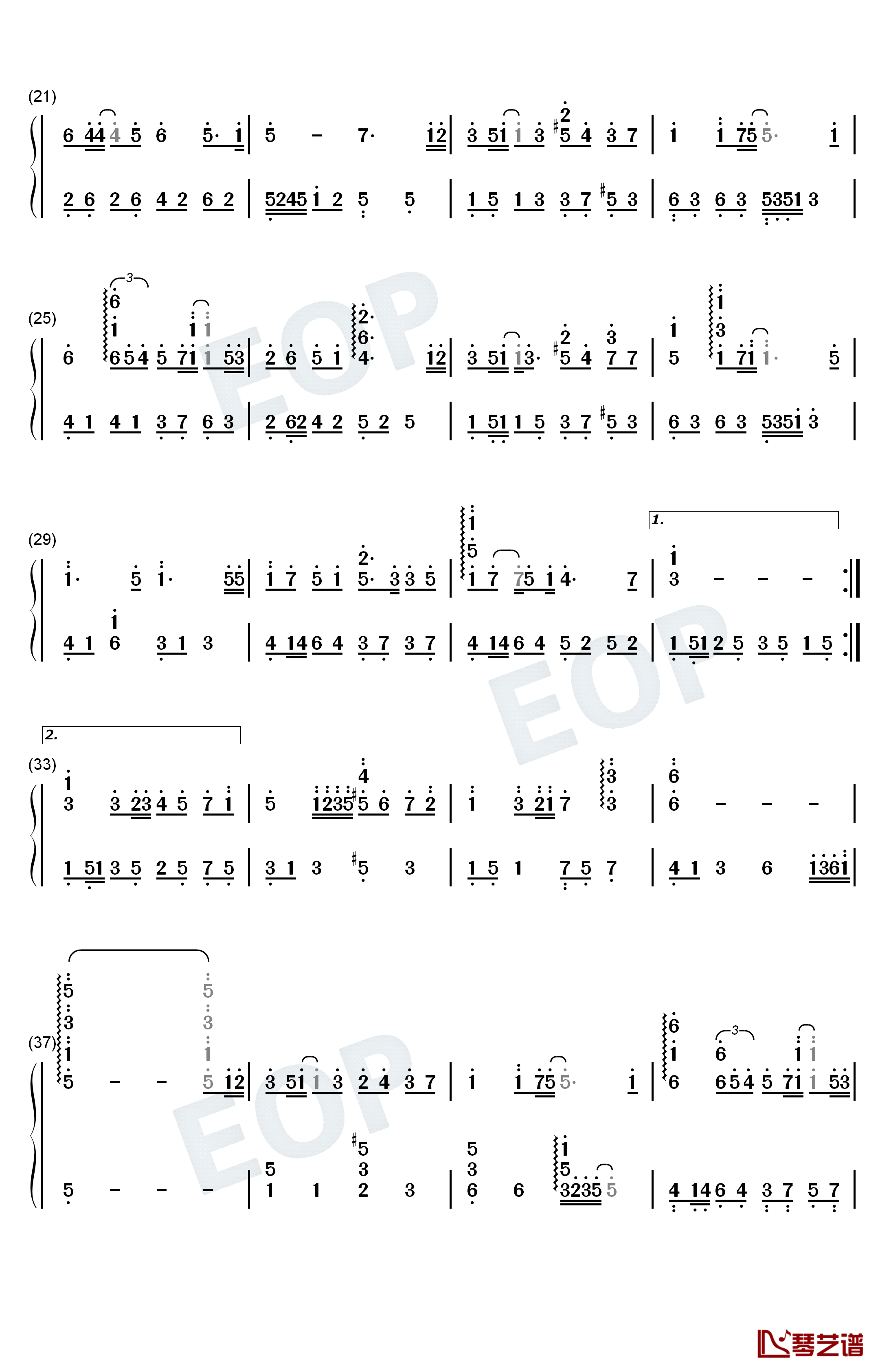 树洞钢琴简谱-数字双手-欧阳娜娜2