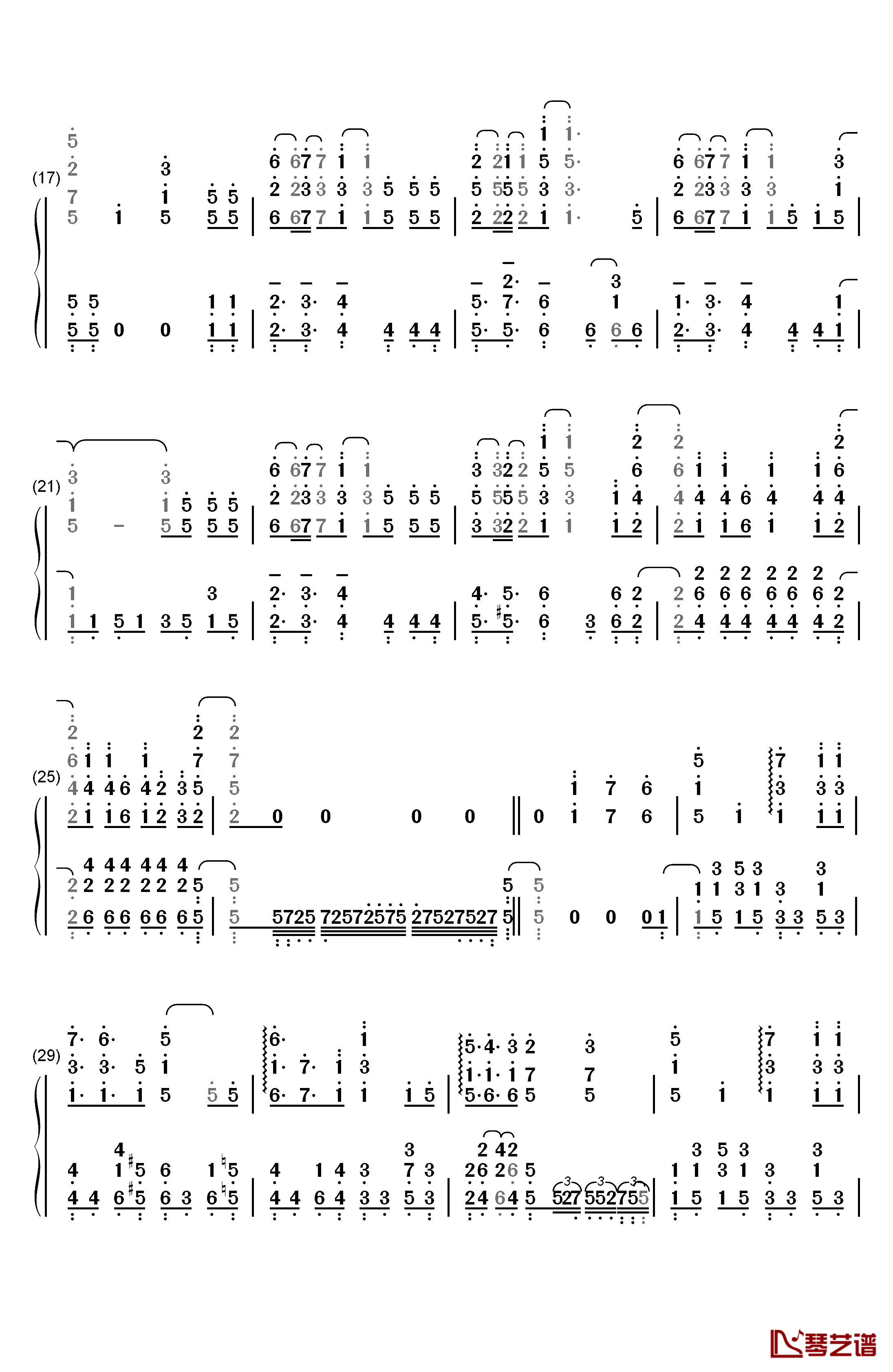 CLICK钢琴简谱-数字双手-Claris2