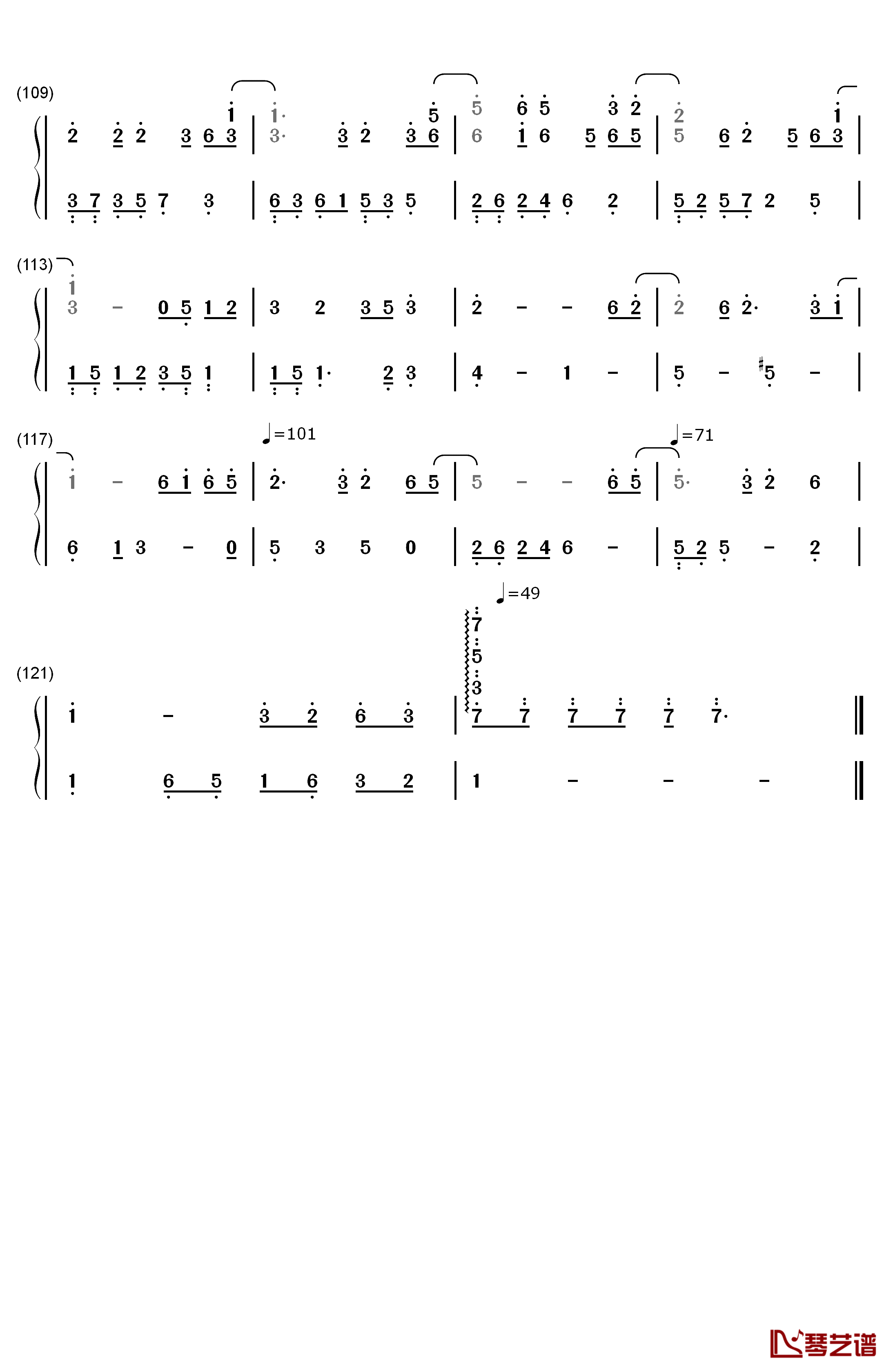 复刻回忆钢琴简谱-数字双手-薛凯琪5