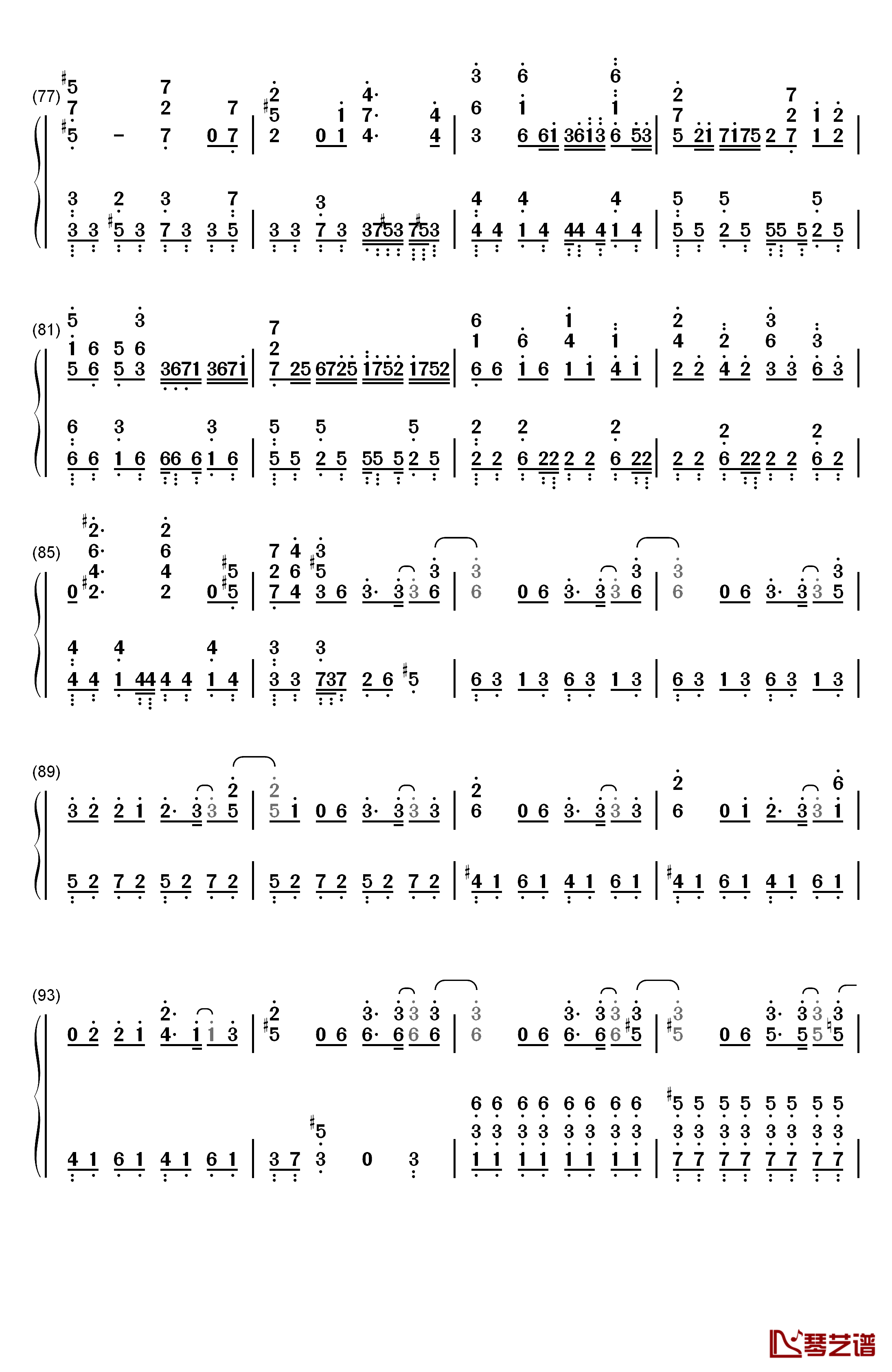 99.9钢琴简谱-数字双手-MOB CHOIR sajou no hana5