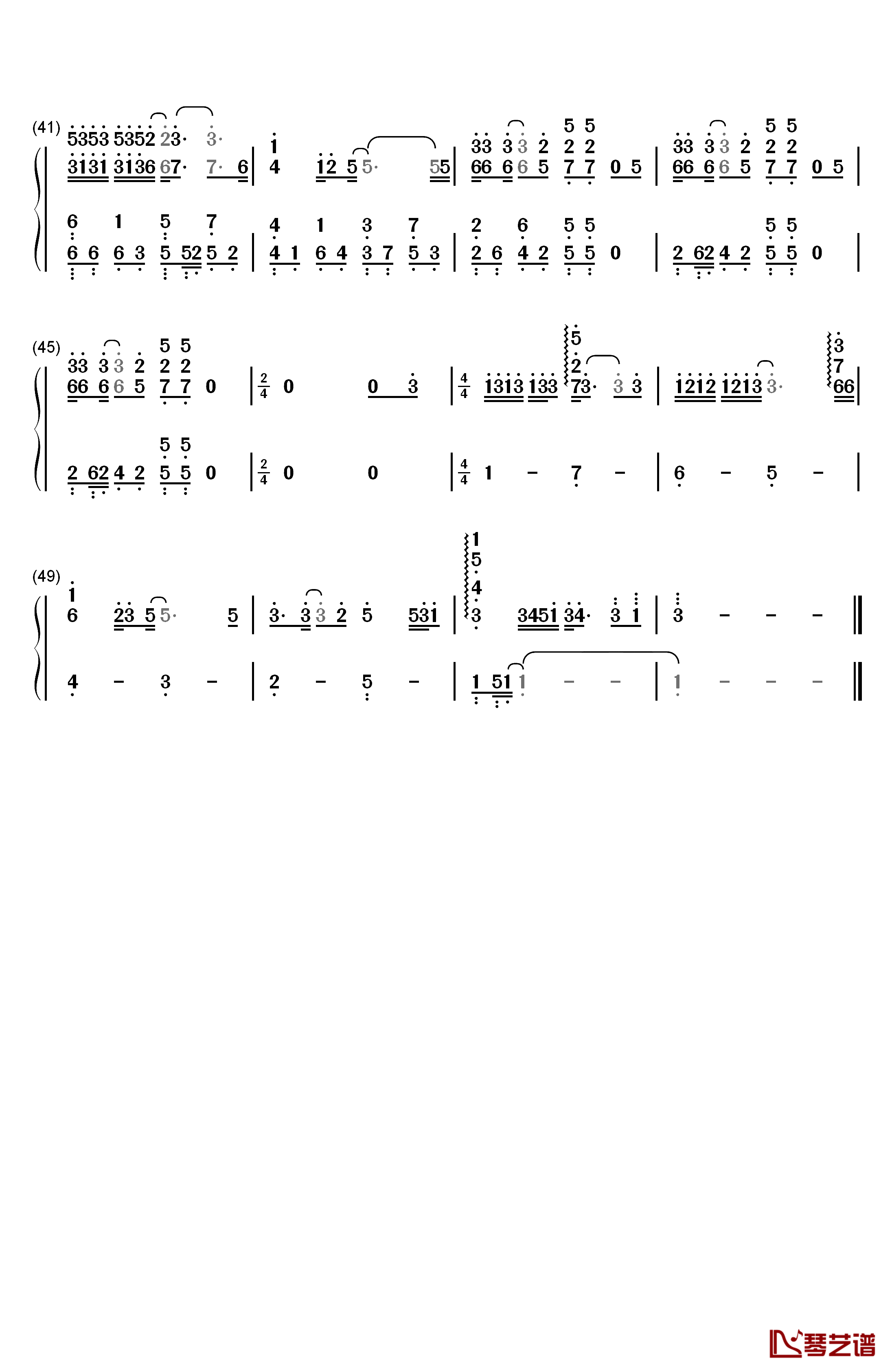 浪子回头钢琴简谱-数字双手-茄子蛋3