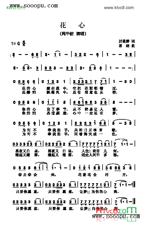 花心歌曲类简谱简谱-周华健演唱1