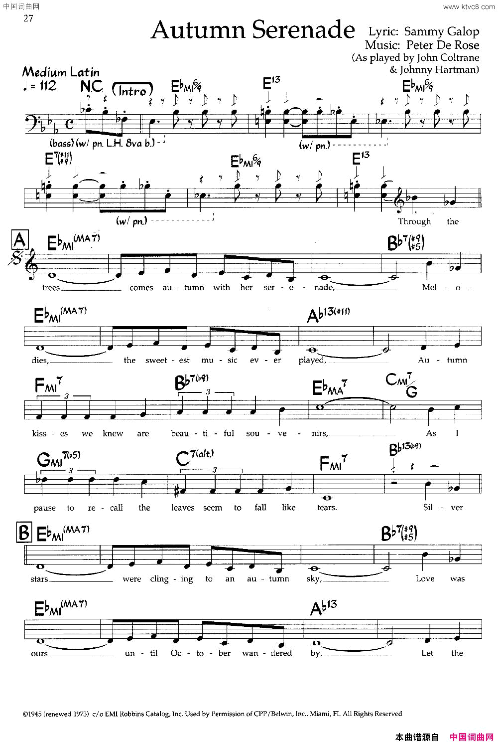 AutumnSerenade带和弦五线谱Autumn Serenade带和弦五线谱简谱1