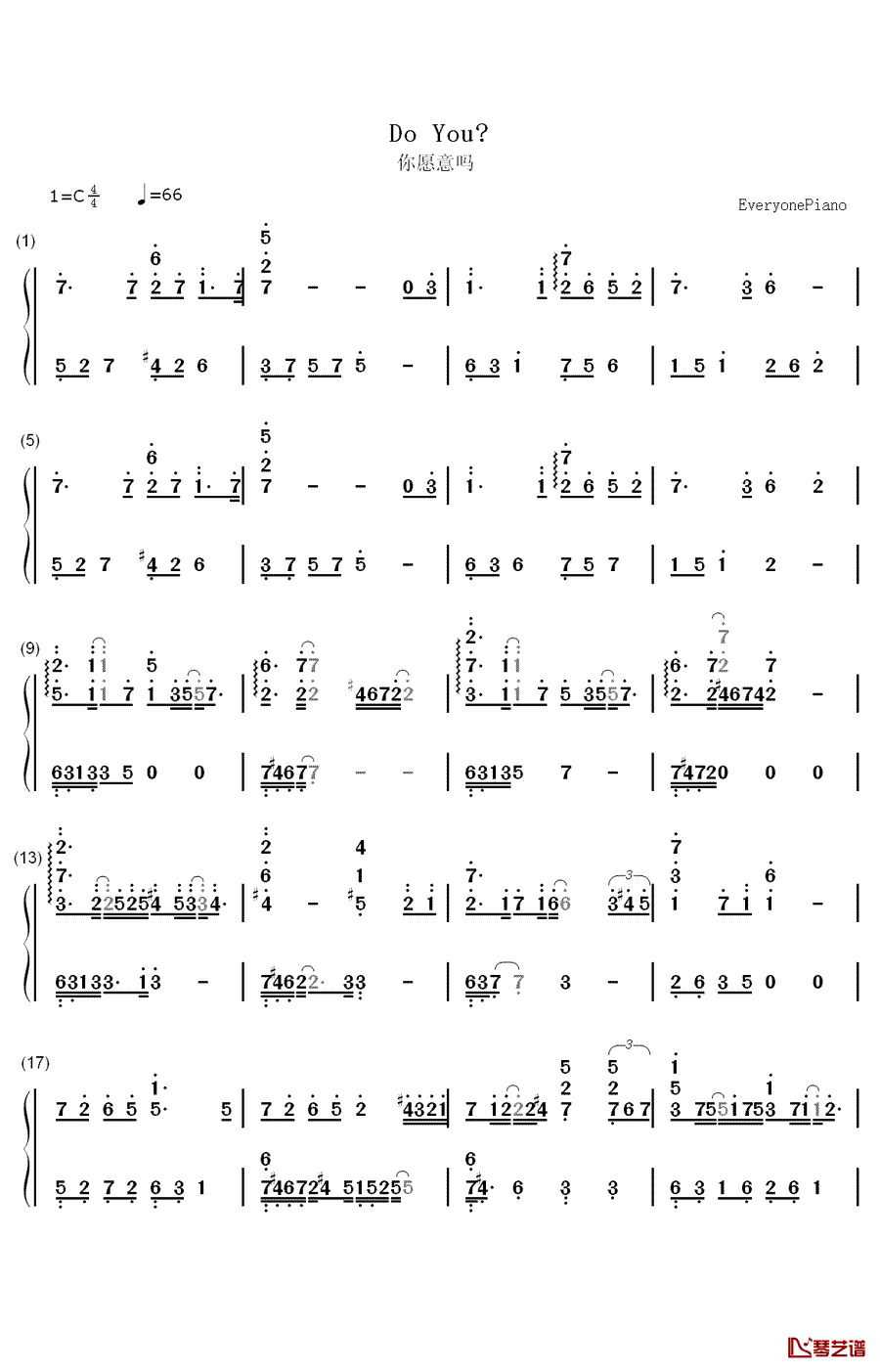 Do You?钢琴简谱-数字双手-李闰珉  Yiruma1