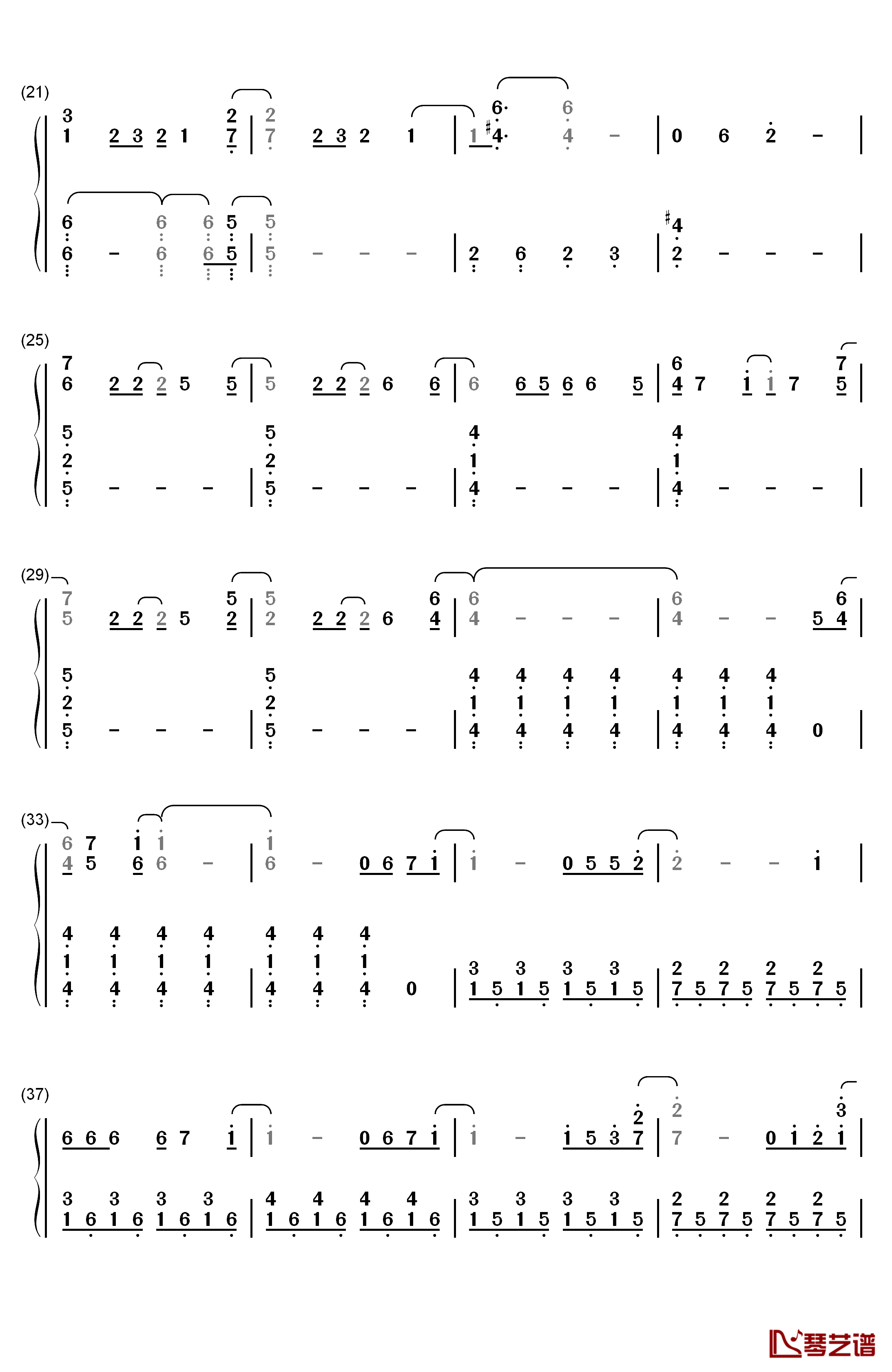 let it go简单版钢琴简谱-数字双手-Idina Menzel2