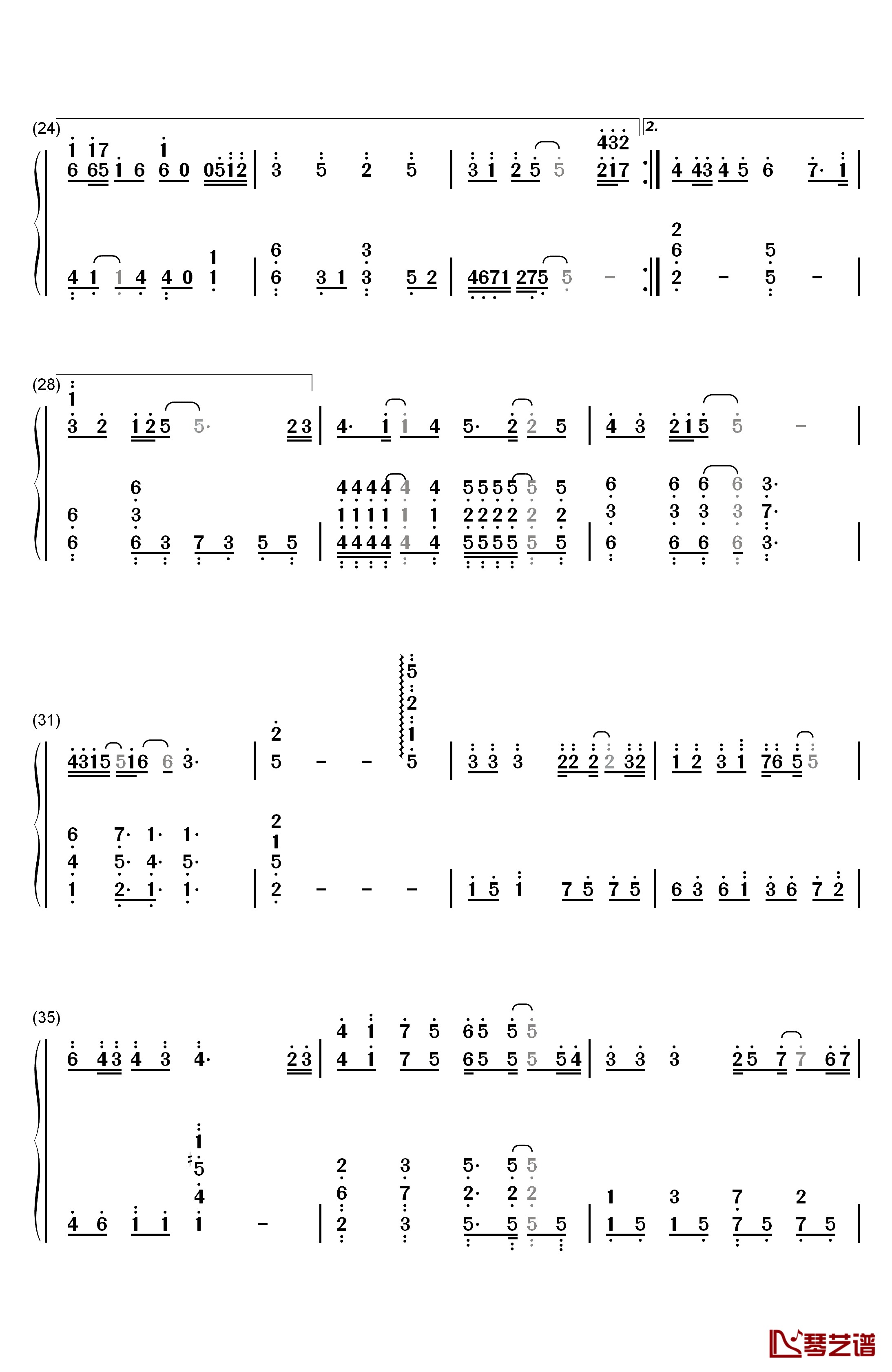 123木头人钢琴简谱-数字双手-黑Girl3
