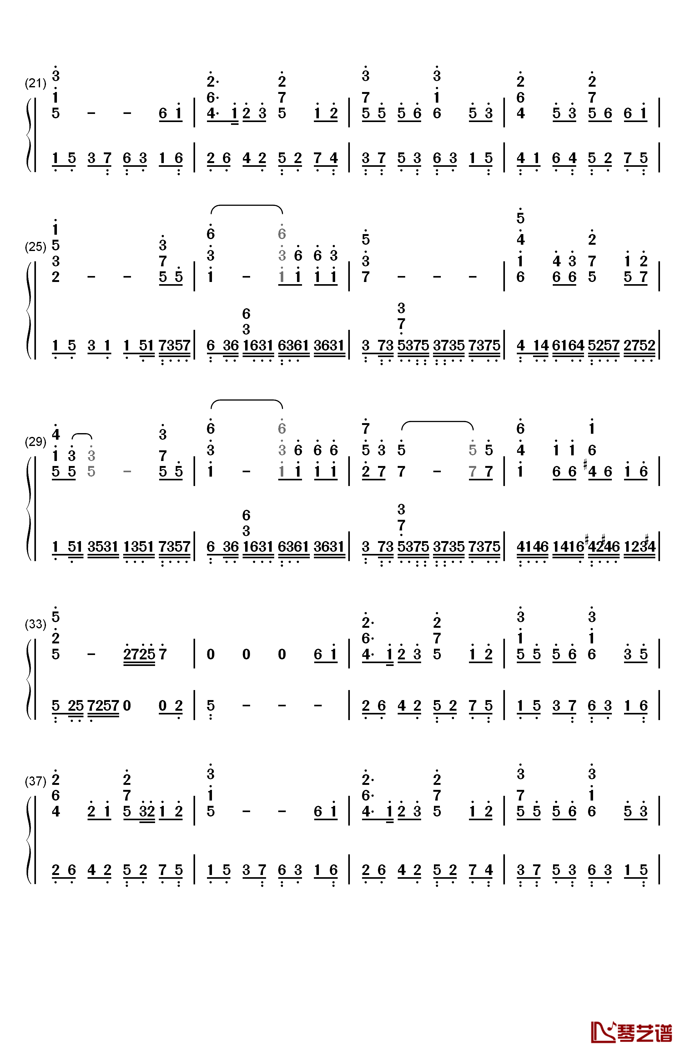 夕颜钢琴简谱-数字双手-能登麻美子2