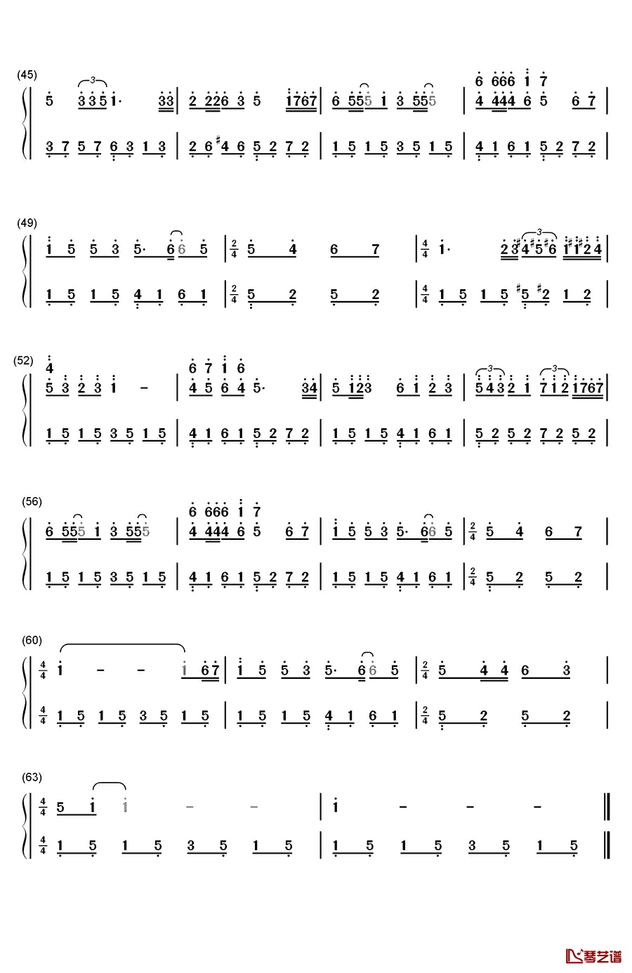 莫斯科没有眼泪钢琴简谱-数字双手-TWINS3