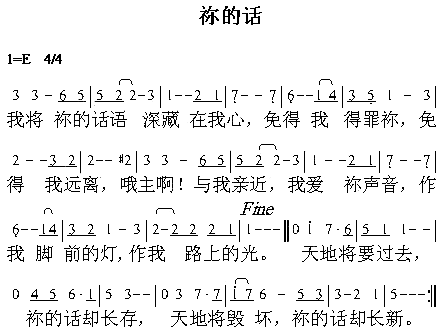 祢的话简谱1
