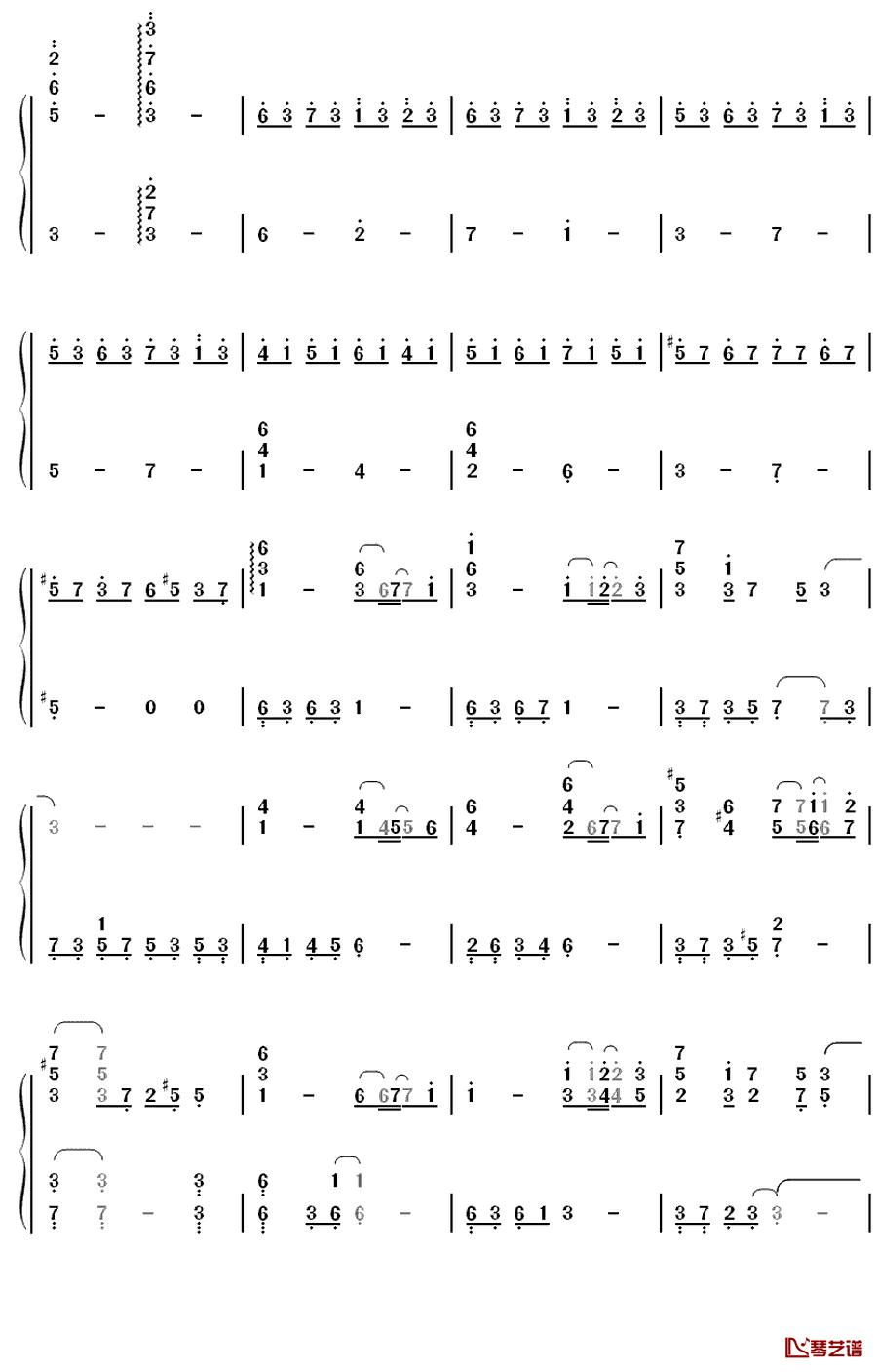 信仰は儚き人间の为に钢琴简谱-数字双手-东方风神录3