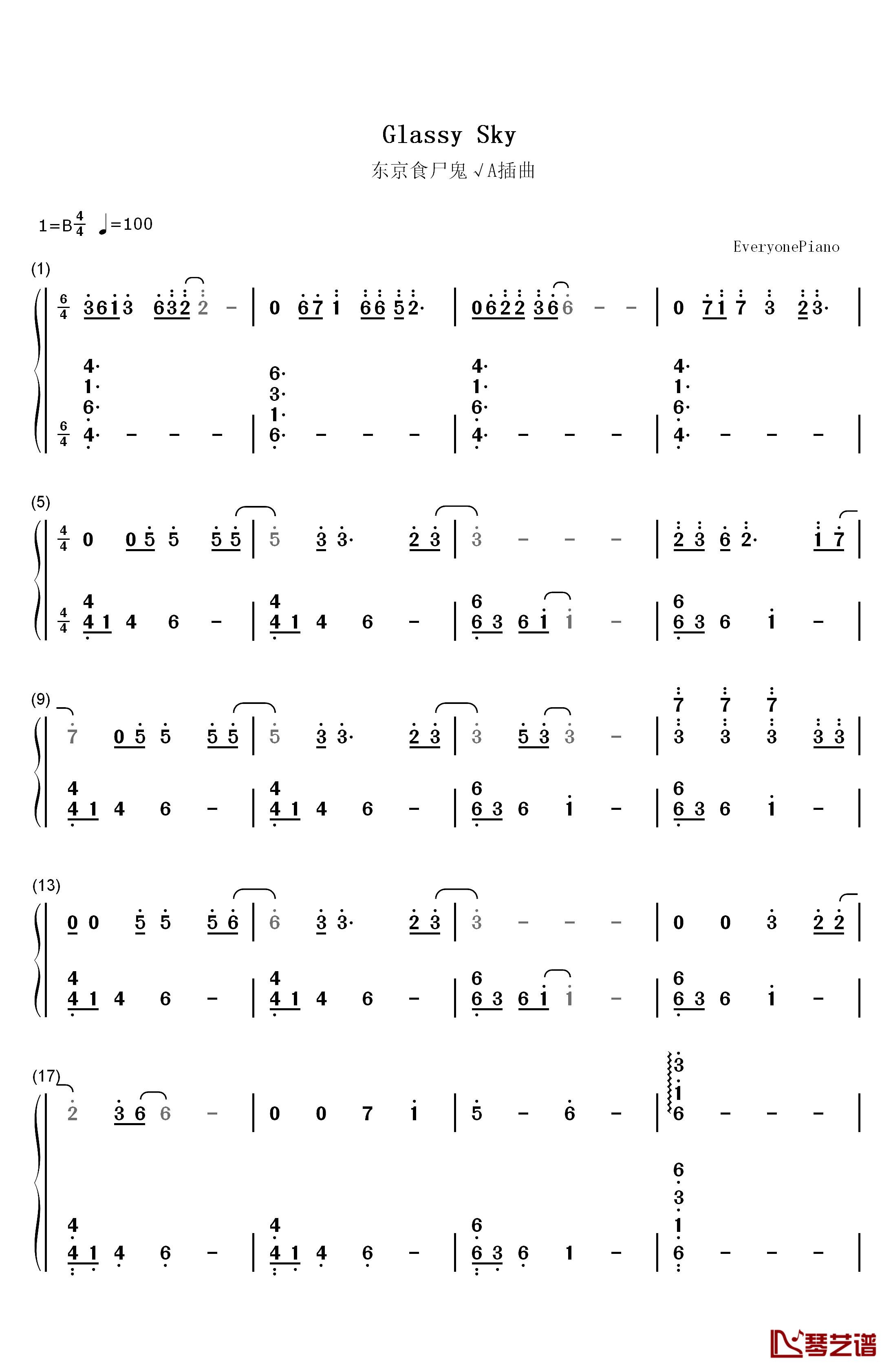 Glassy Sky钢琴简谱-数字双手-Donna Burke1