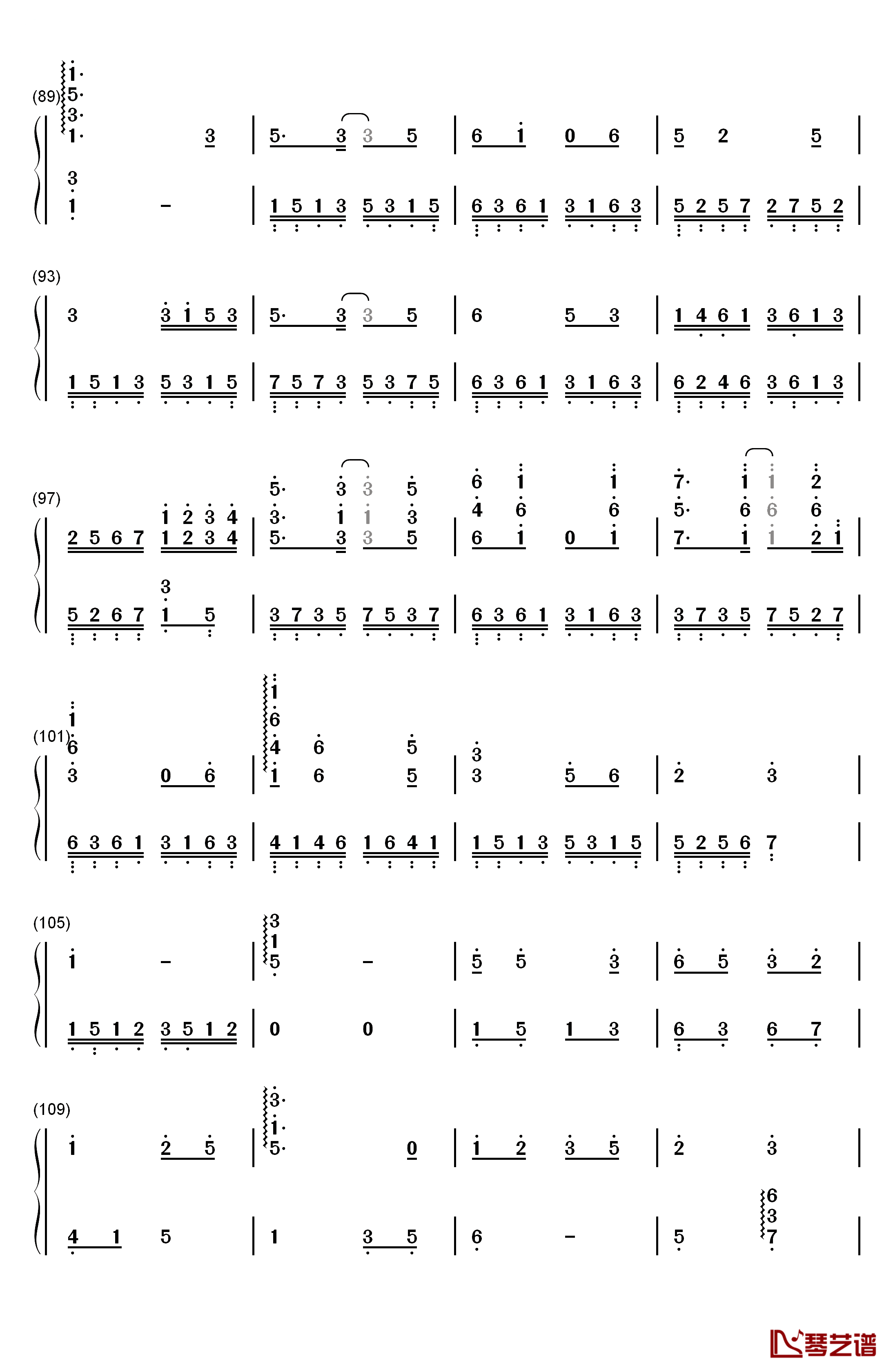 月光钢琴简谱-数字双手-羽泉5