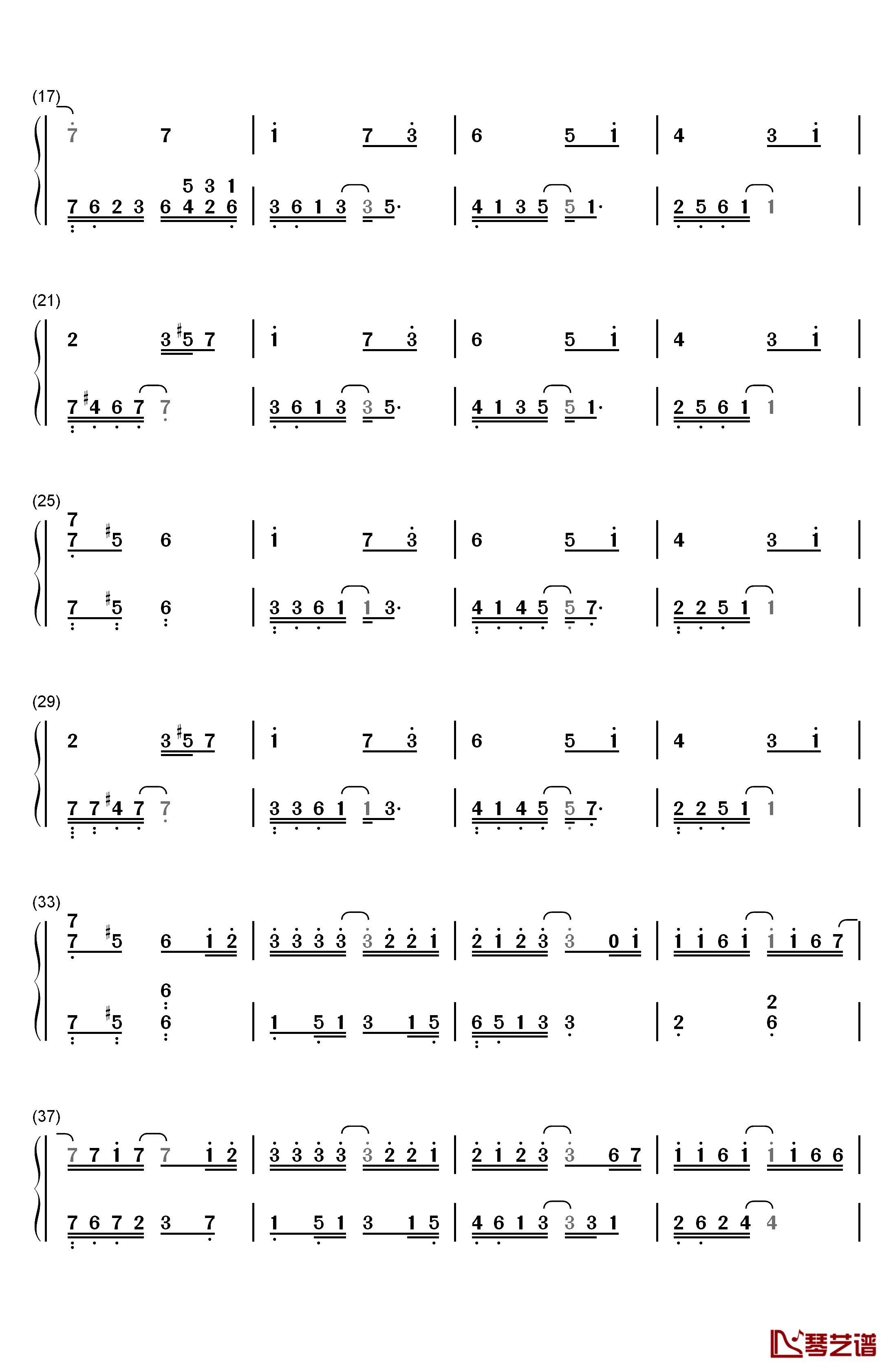 死一样的痛过钢琴简谱-数字双手-MC梦2