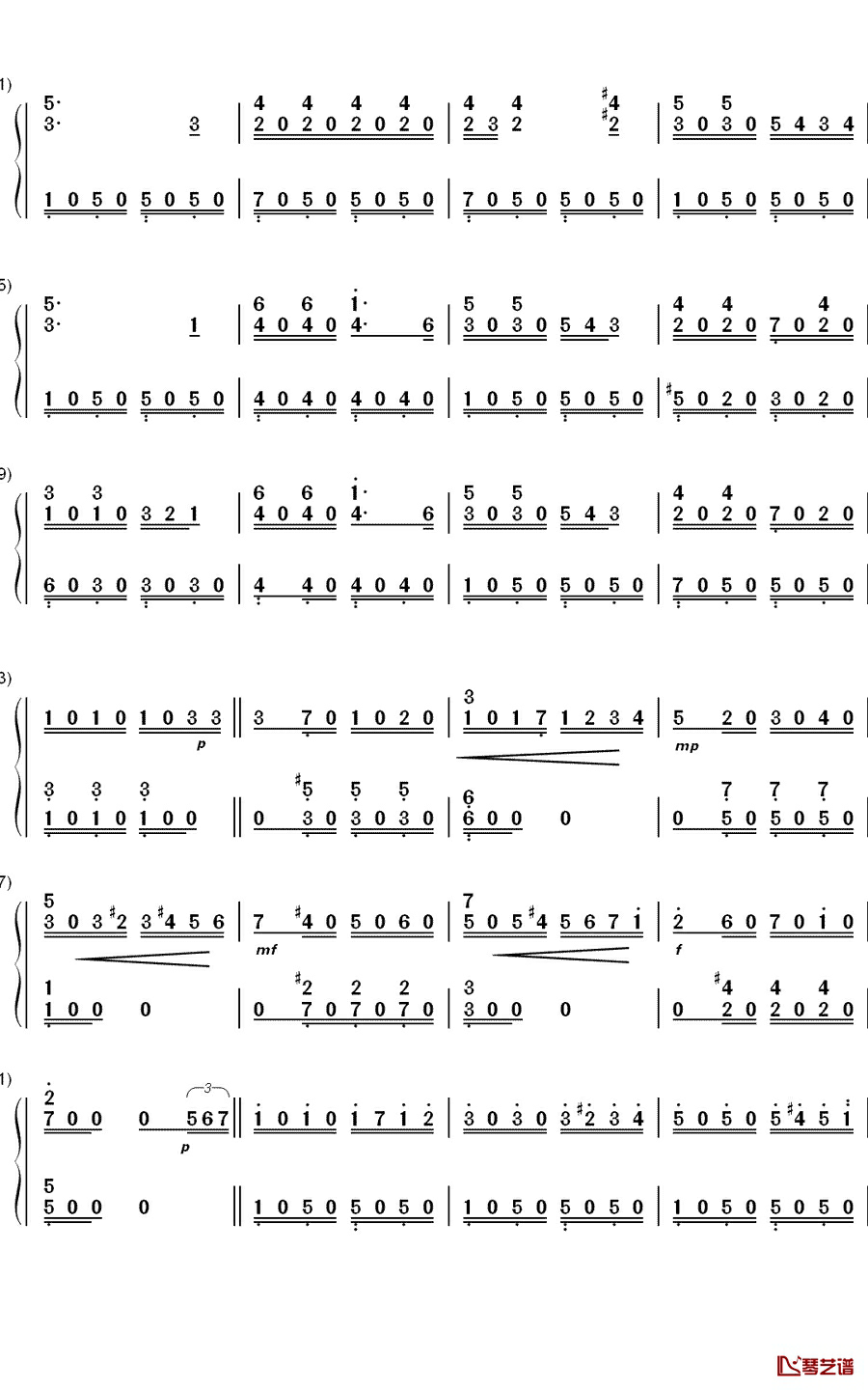 美国巡逻兵钢琴简谱-数字双手-未知2