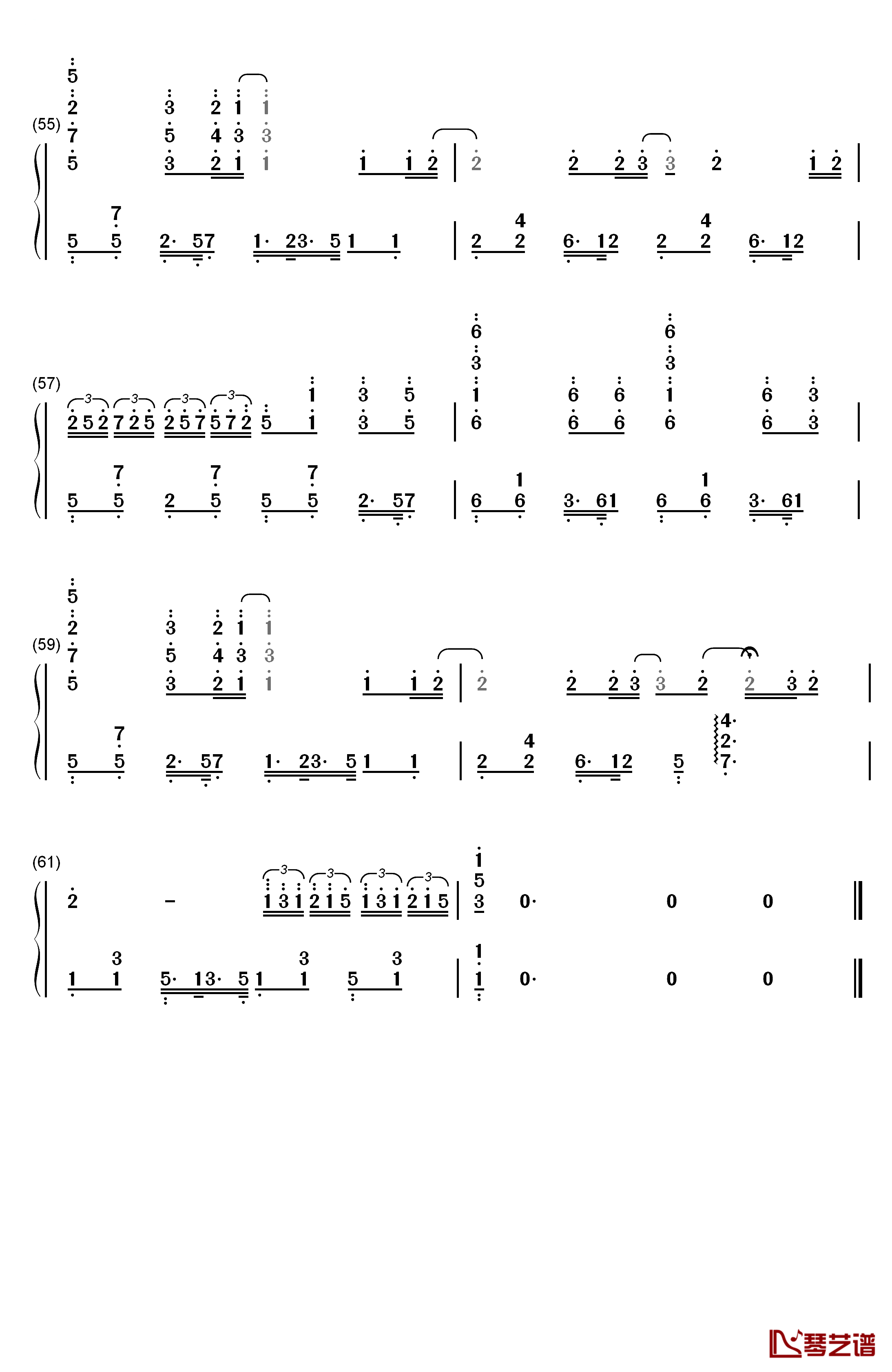 张三的歌钢琴简谱-数字双手-蔡琴6