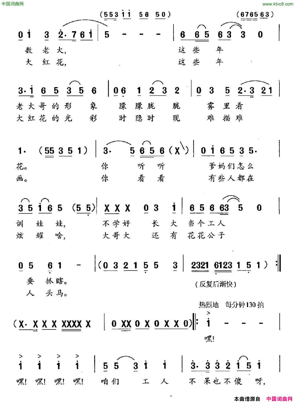 要问咱工人如今想些啥简谱1