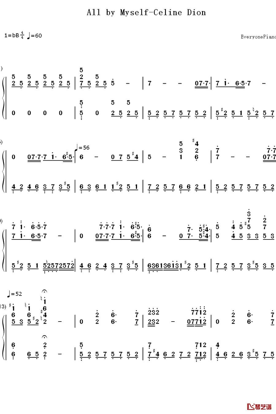 All by Myself钢琴简谱-数字双手-Celine Dion1
